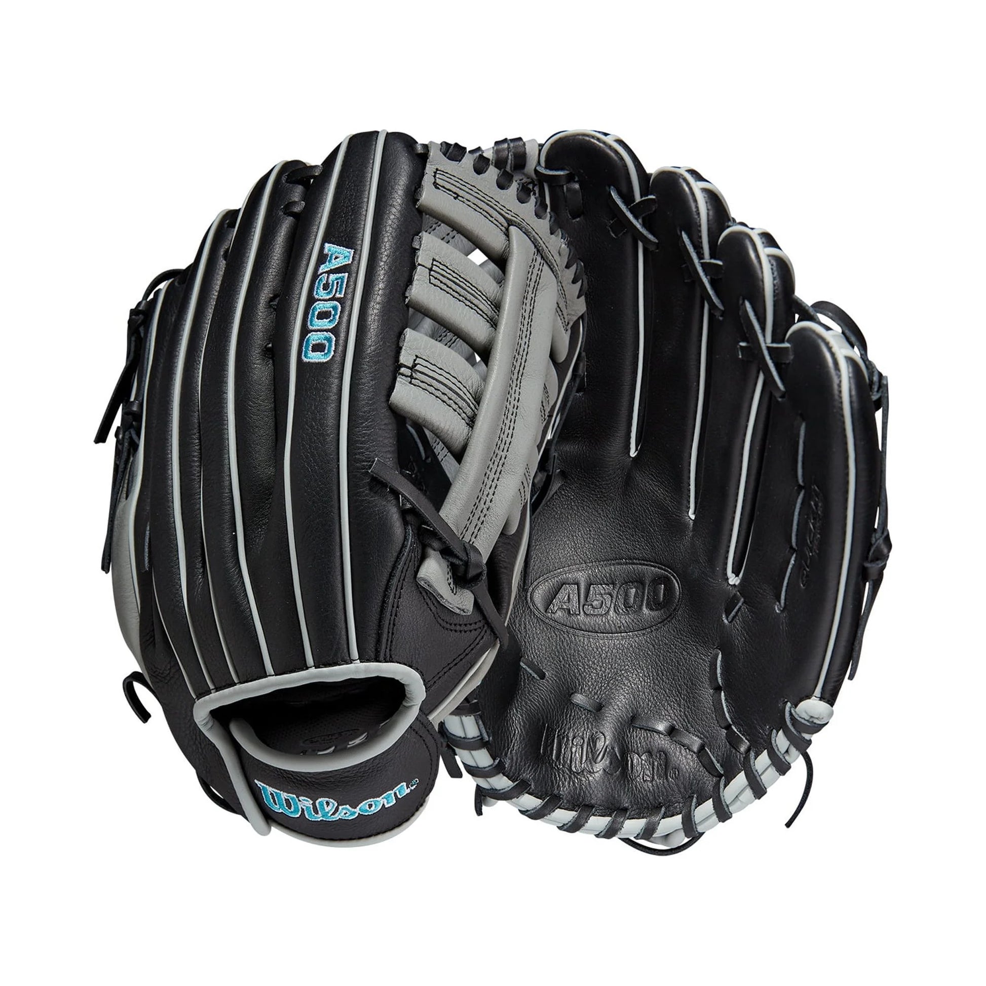 Wilson A500 12.5" Black/Grey/Tropical Blue Right Hand Throw Baseball Glove