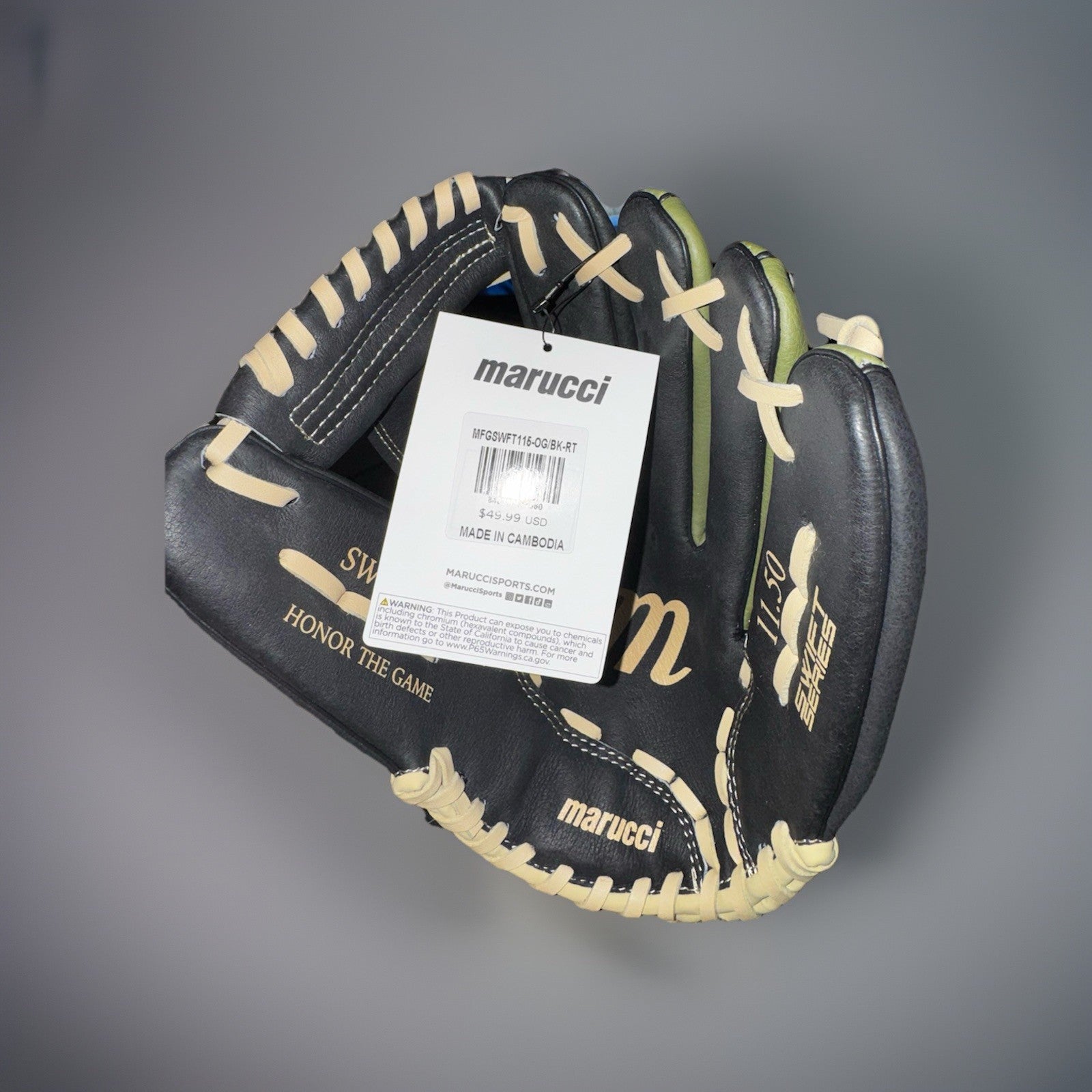 Marucci SWIFT 11.5” Baseball Glove - Black/Olive - Youth/Utility - New w/Tags