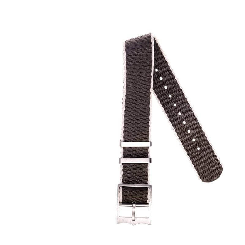 Eco-Friendly Nylon Military Watch Strap Brown Ecru- Single Pass