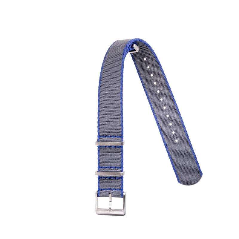 Eco-Friendly Nylon Military Watch Strap - Grey Blue Borders