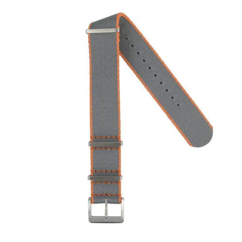 Eco-Friendly Nylon Military Watch Strap - Grey Orange Borders