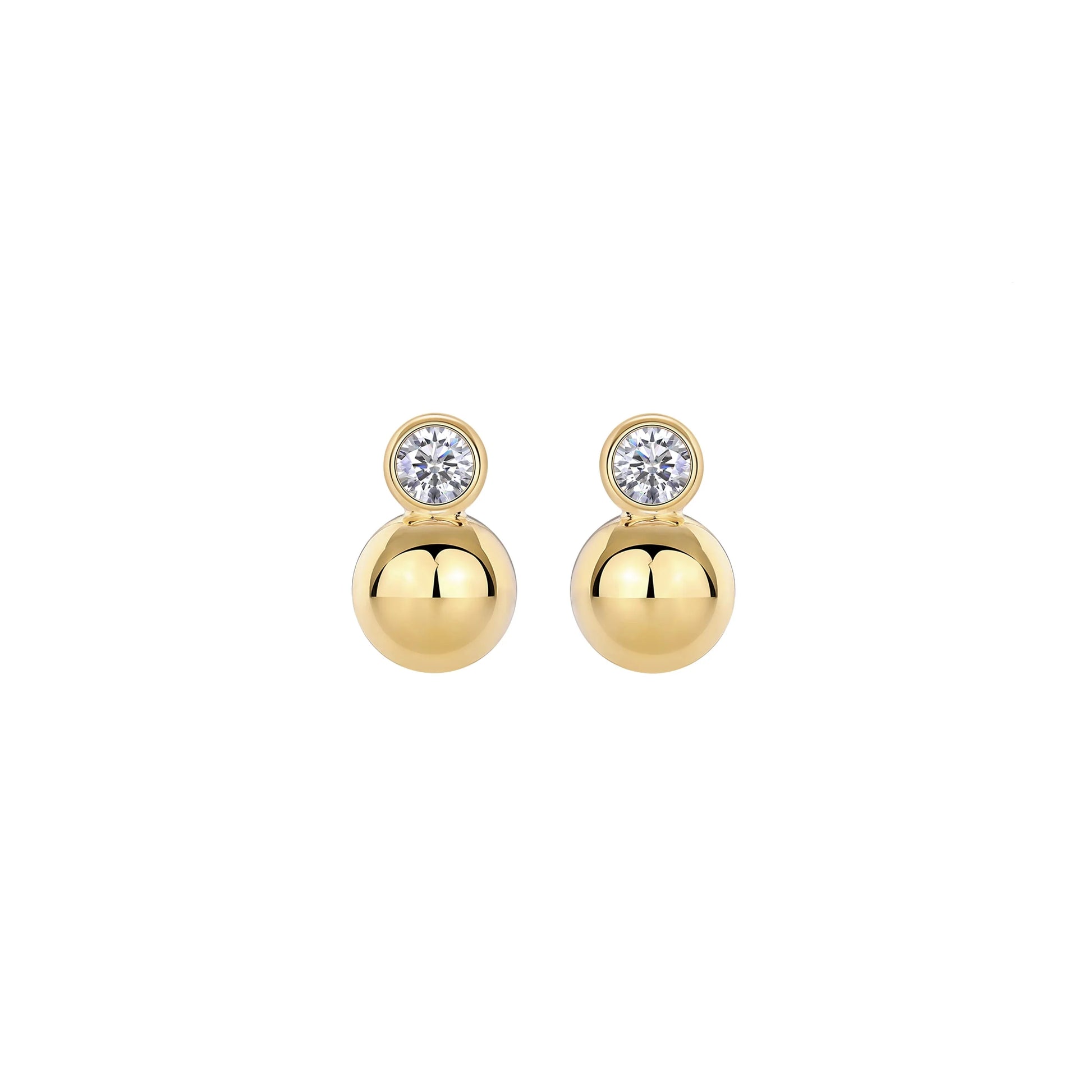 0.5ct x2 Moissanite Orb Stud Earrings S925 Sterling Silver 18K Gold Plated
