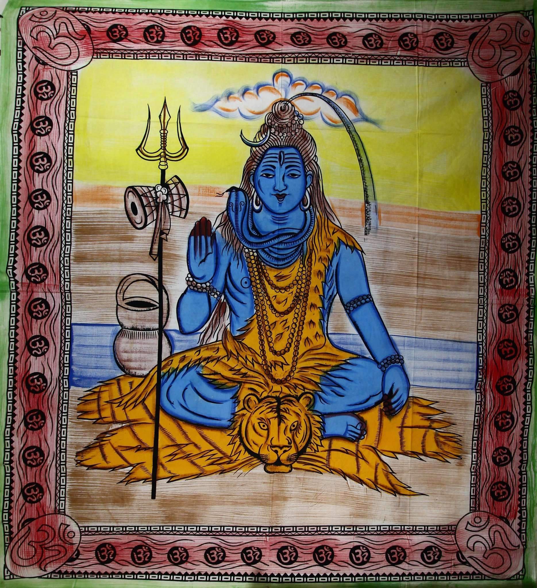Shiva Third Eye Tapestry With Trishul And Om Wall Art