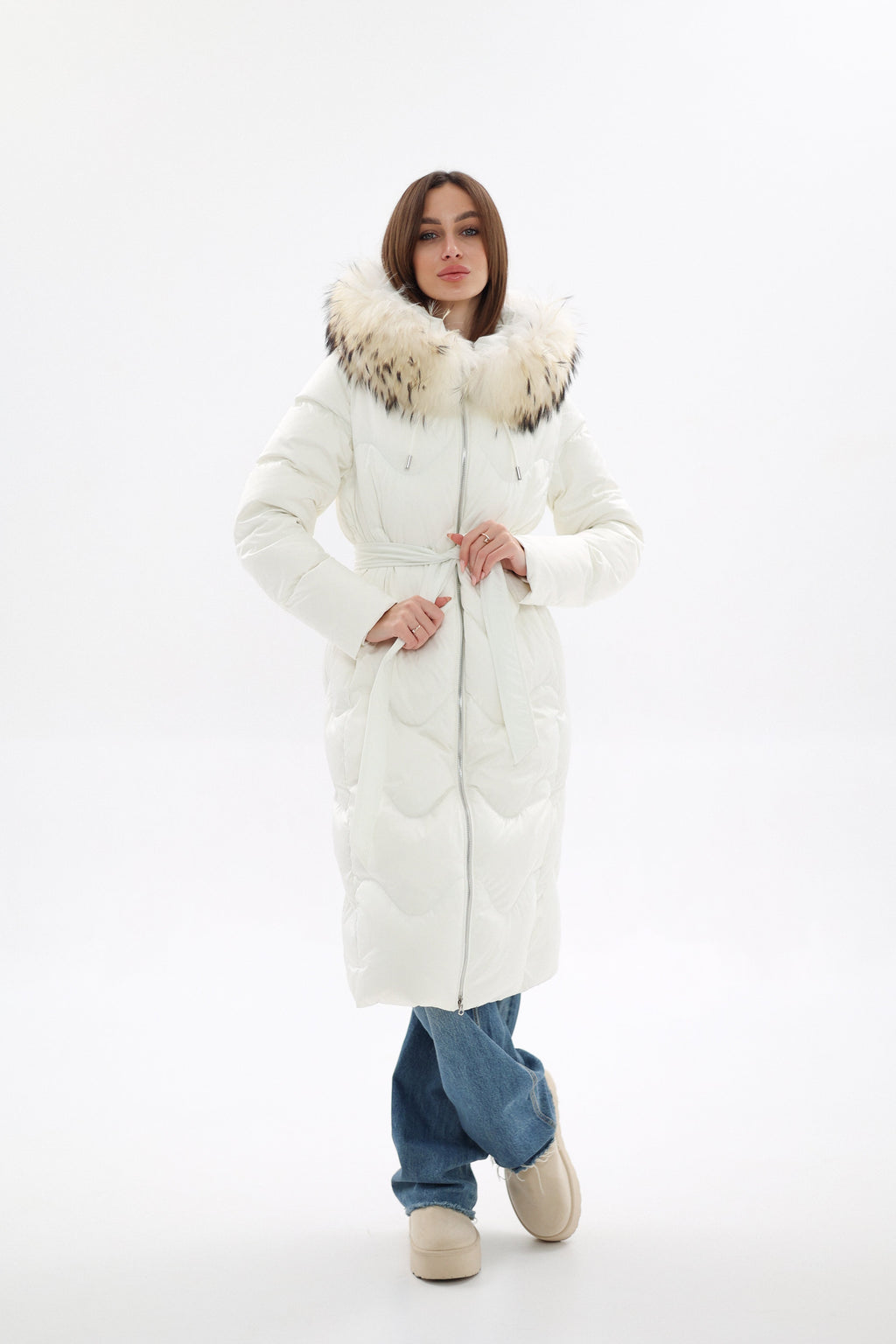 Genuine Fur Trim Down Fill Coat