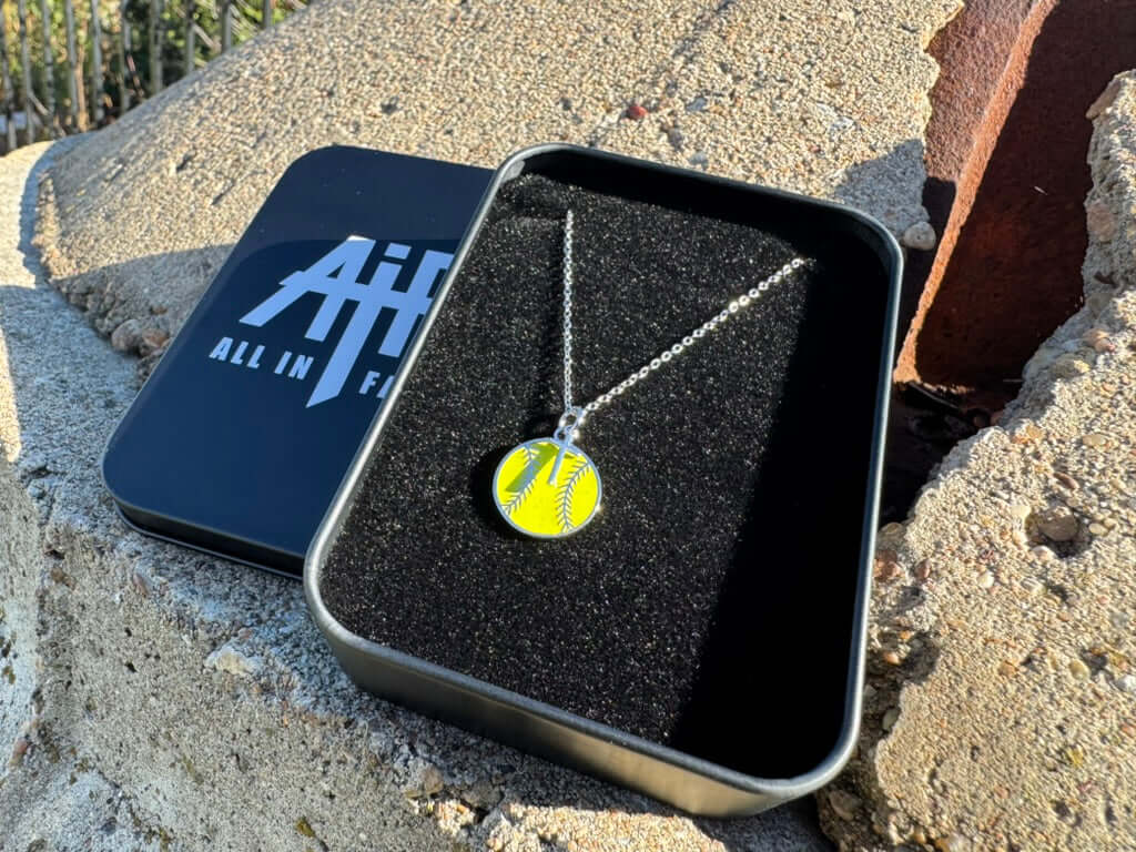 Softball Necklace w/ Dangle Cross