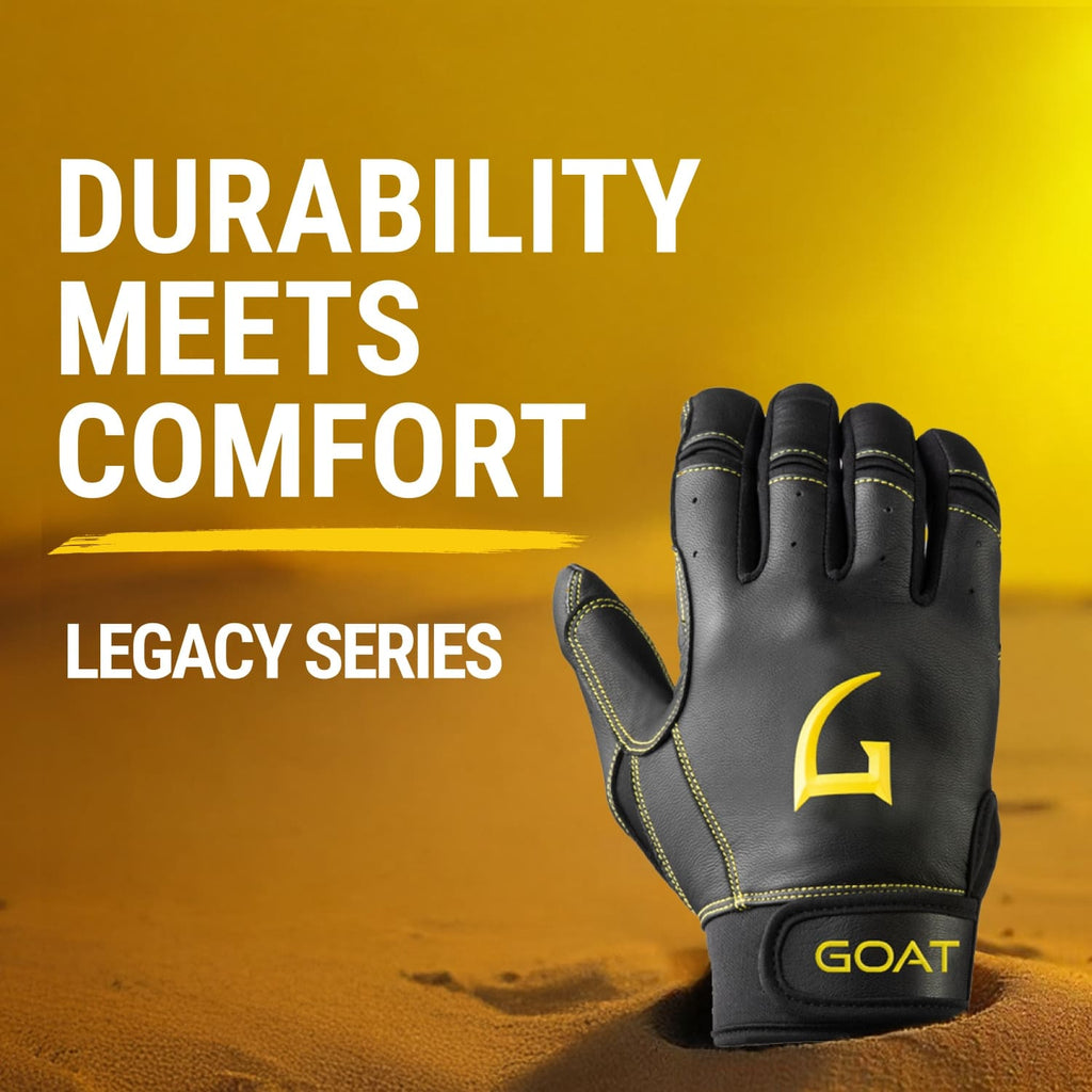 Legacy Series Short Cuff Black and Yellow Batting Gloves