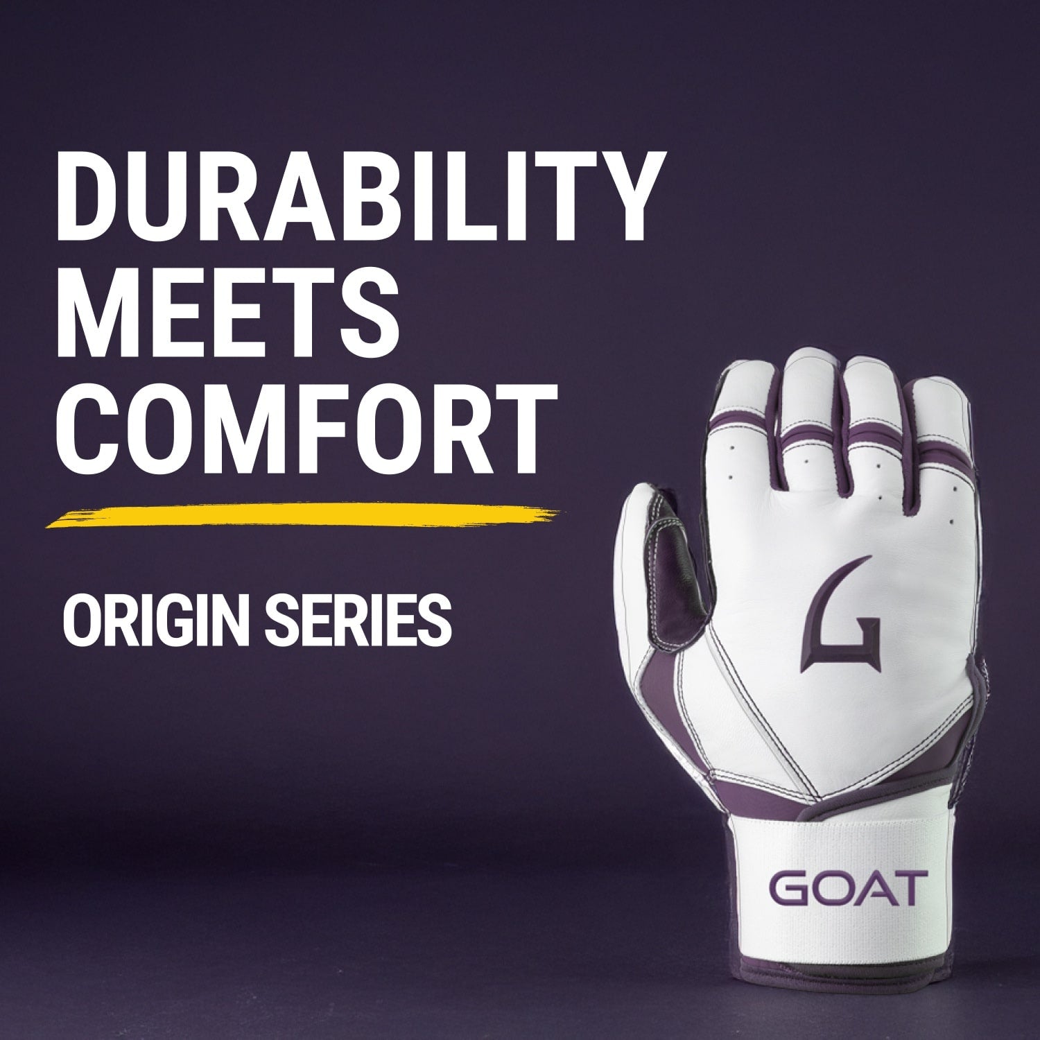 Origin Series Long Cuff White and Purple Batting Gloves