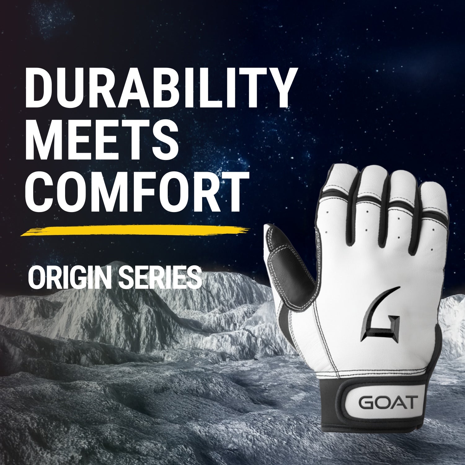 Origin Series Short Cuff White and Black Batting Gloves