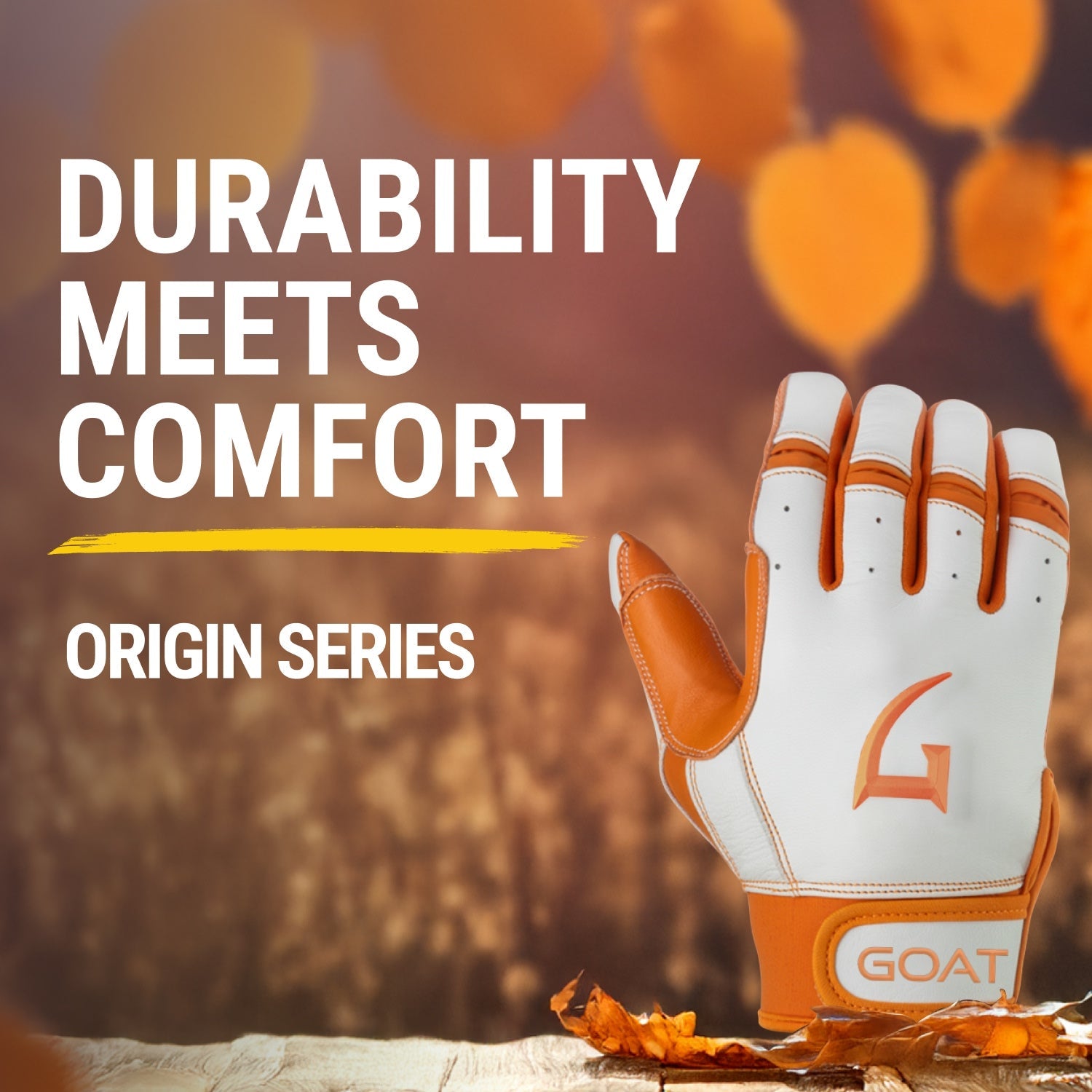 Origin Series Short Cuff White and Orange Batting Gloves