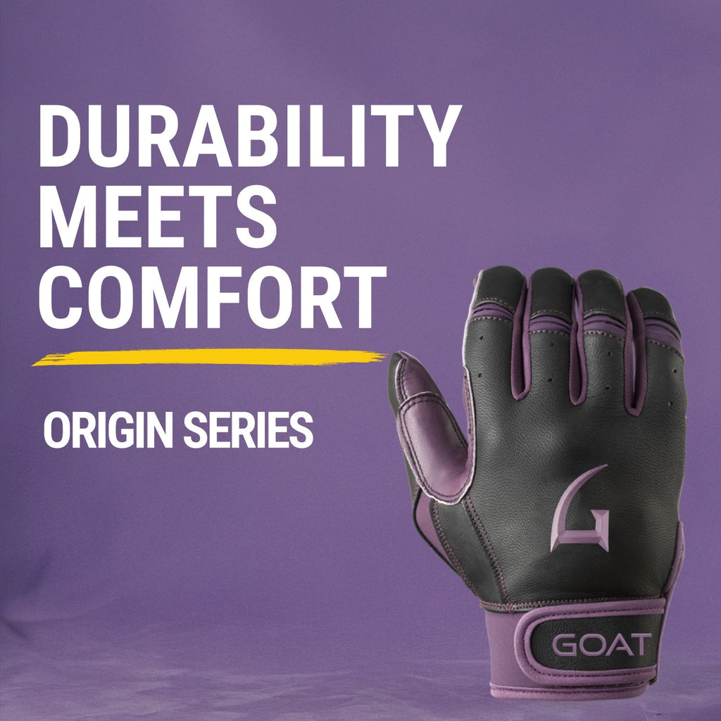 Origin Series Short Cuff Black and Purple Batting Gloves