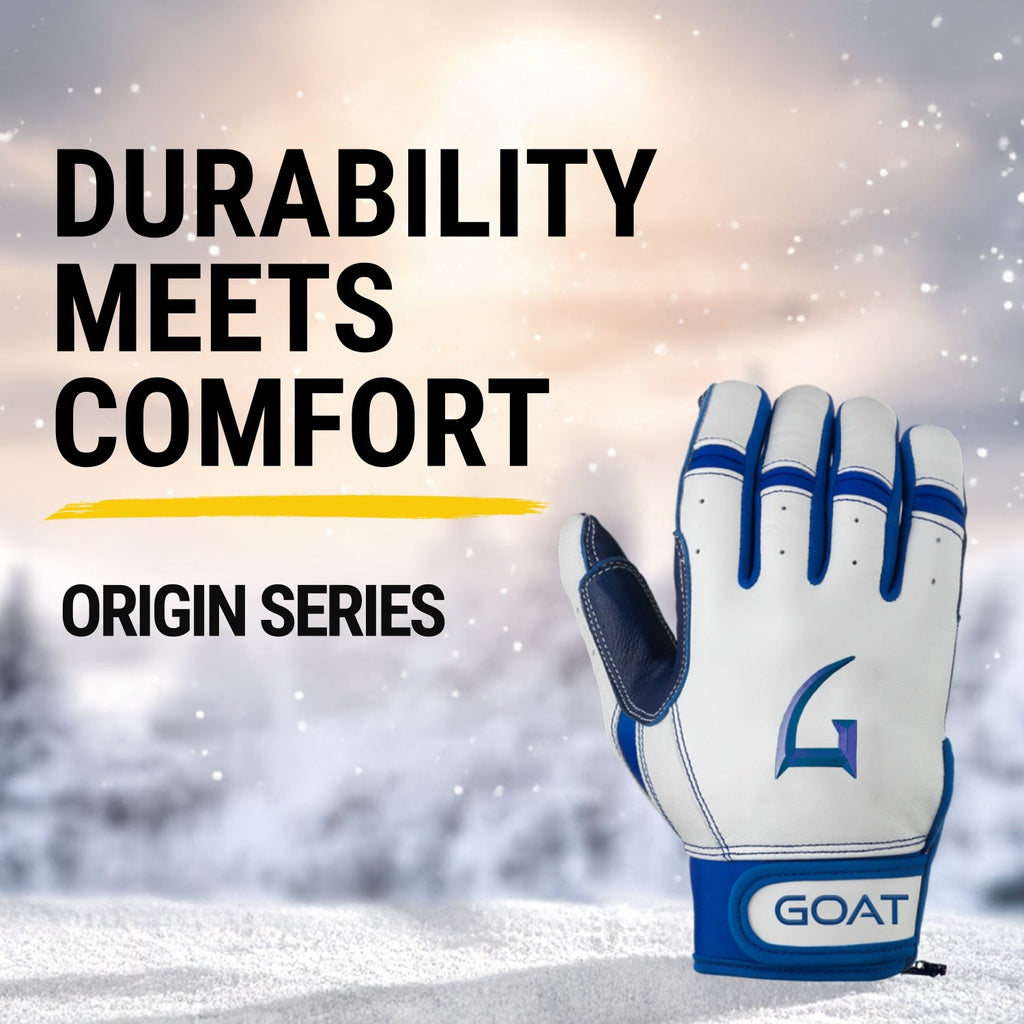 Origin Series Short Cuff White and Royal Blue Batting Gloves