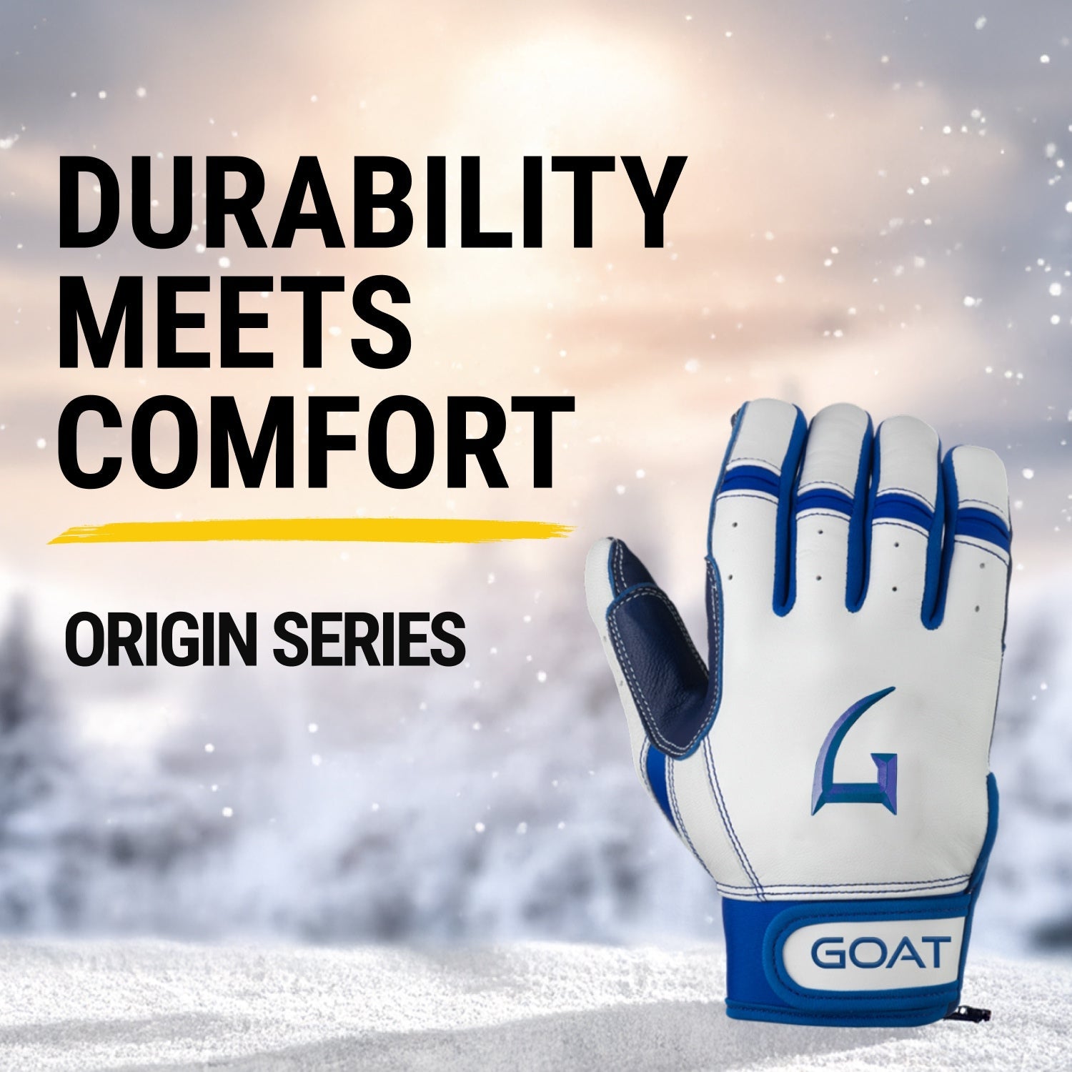 Origin Series Short Cuff White and Royal Blue Batting Gloves