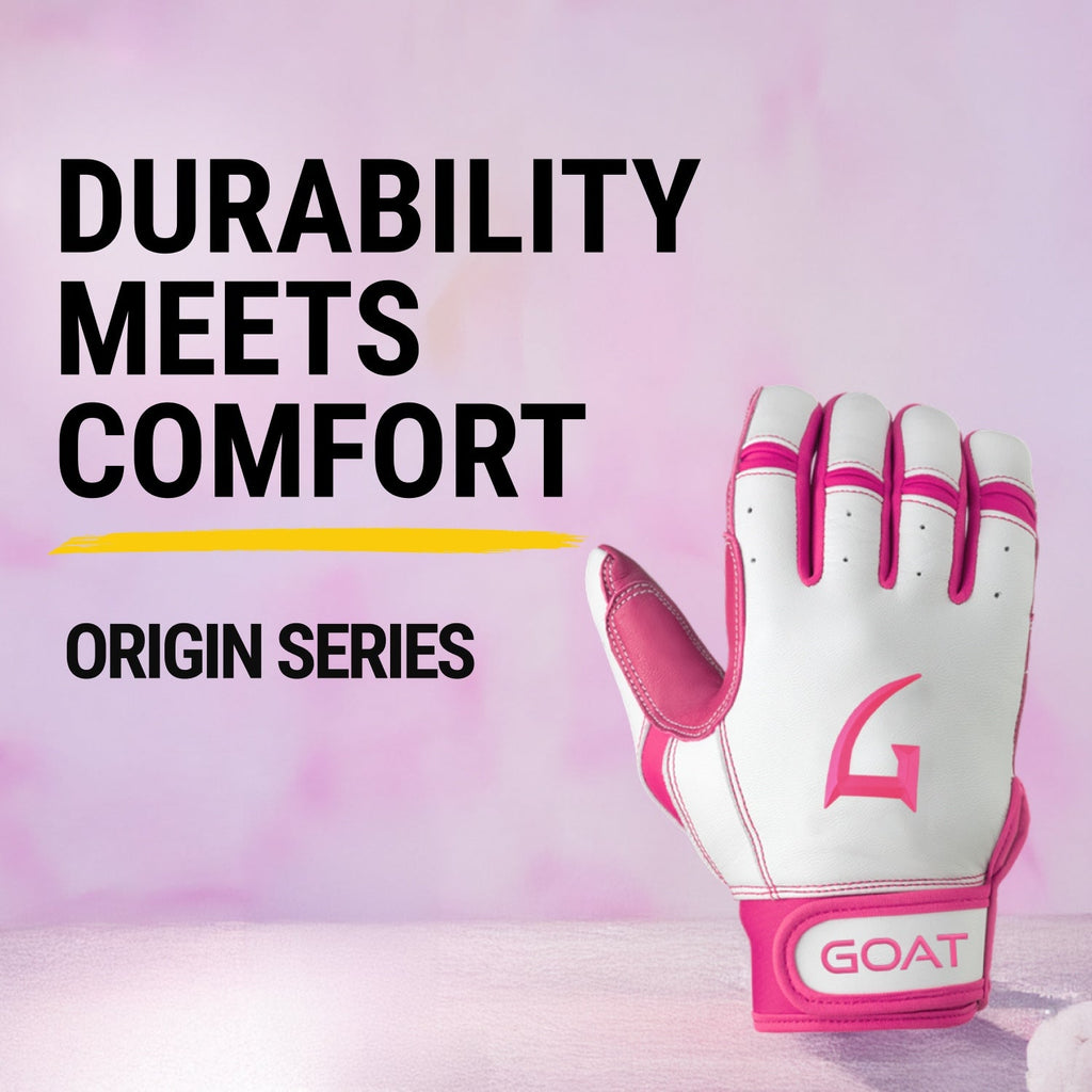 Origin Series Short Cuff White and Pink Batting Gloves
