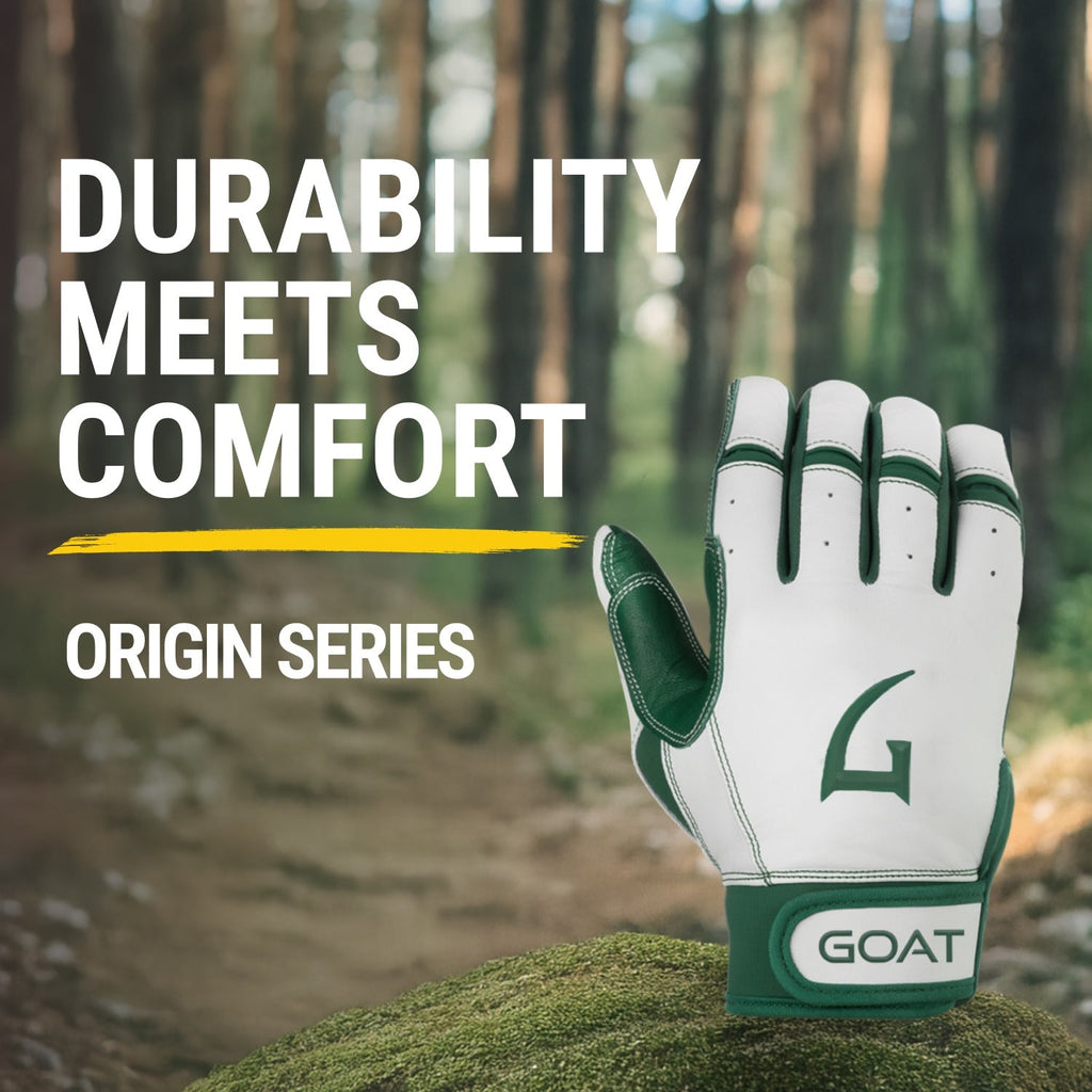 Origin Series Short Cuff White and Green Batting Gloves