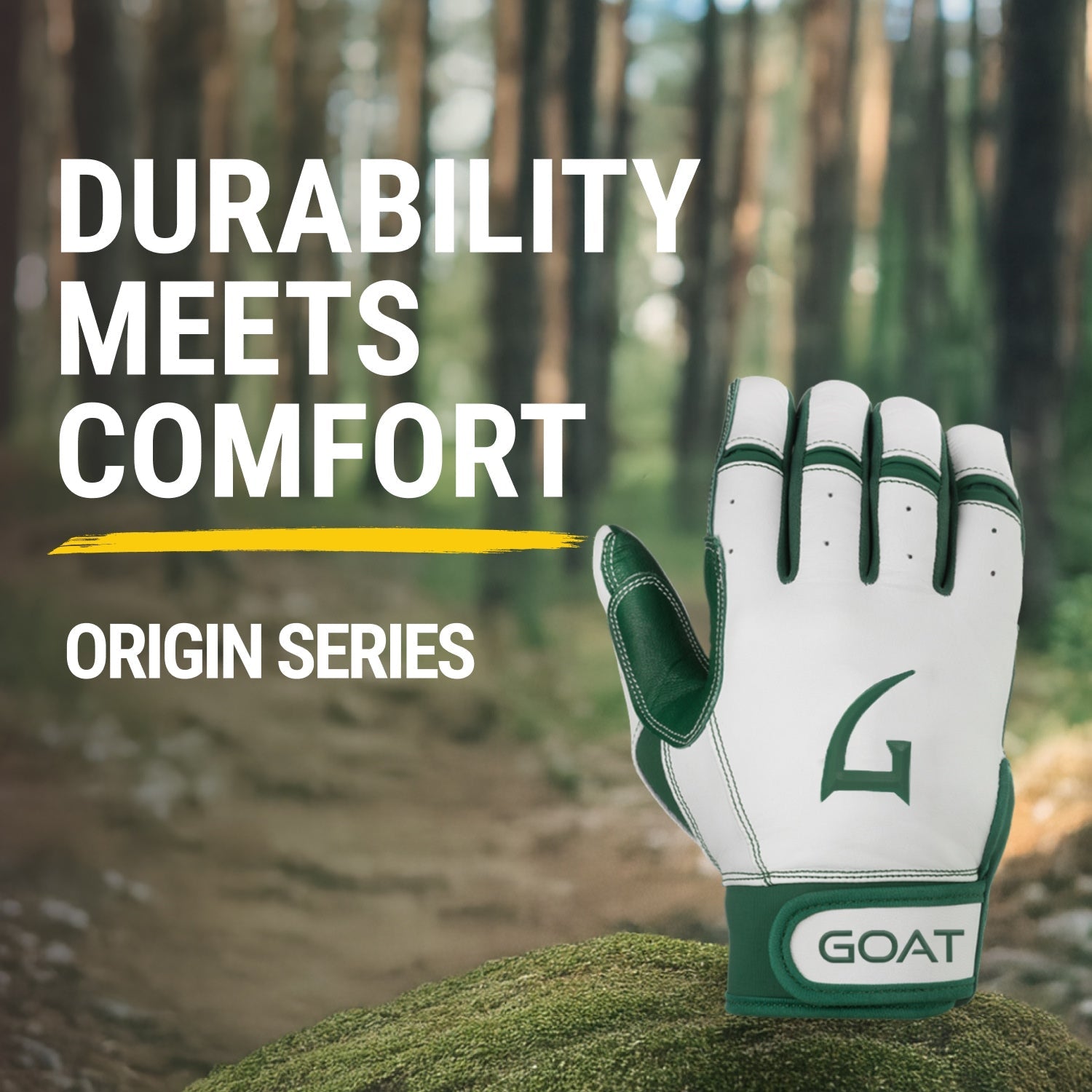 Origin Series Short Cuff White and Green Batting Gloves