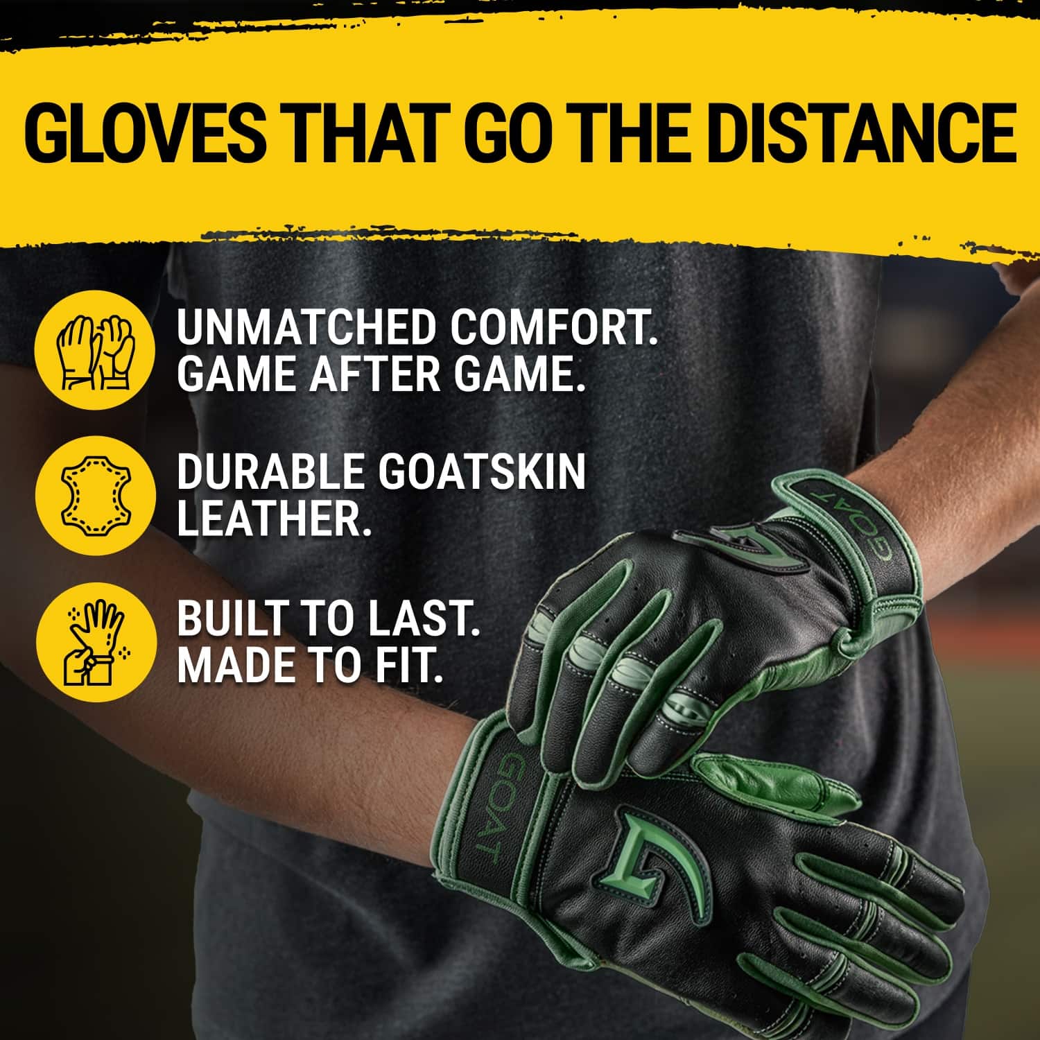 Origin Series Short Cuff Black and Green Batting Gloves