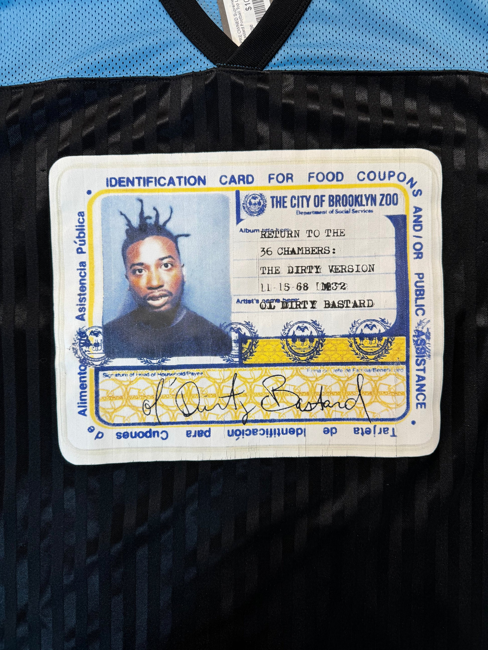 PRE OWNED Supreme Ol' Dirty Bastard Football Top Light Blue