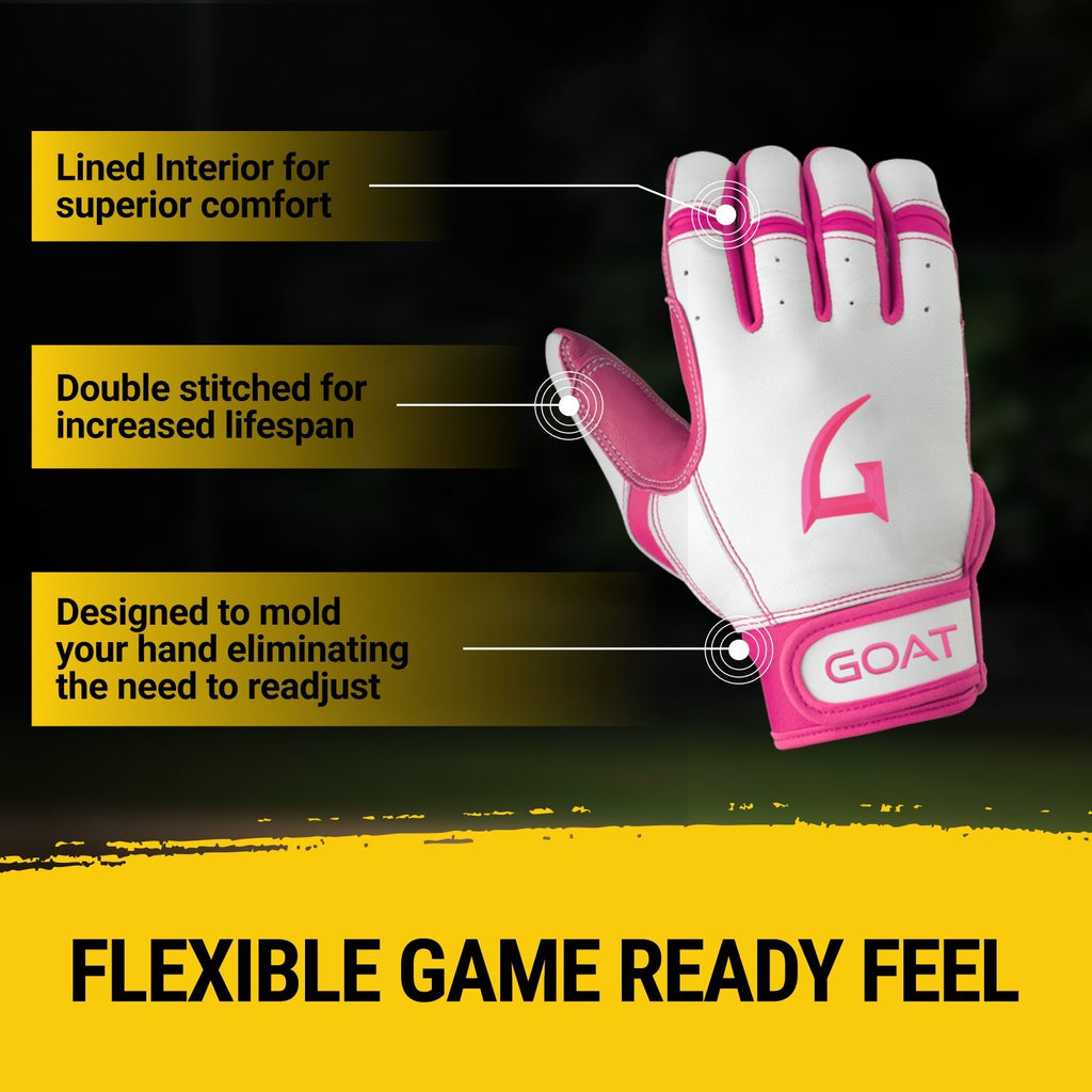 Origin Series Short Cuff White and Pink Batting Gloves