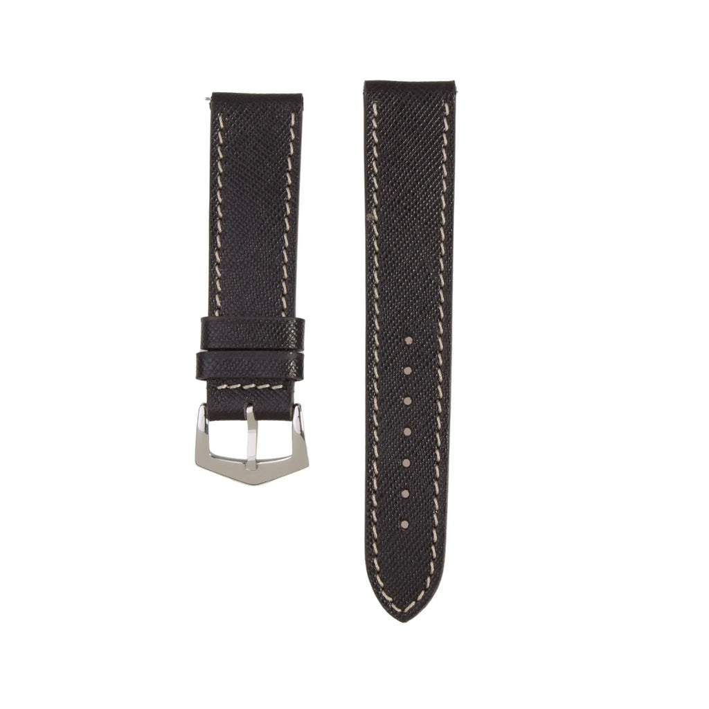 Black Saffiano Leather Watch Strap