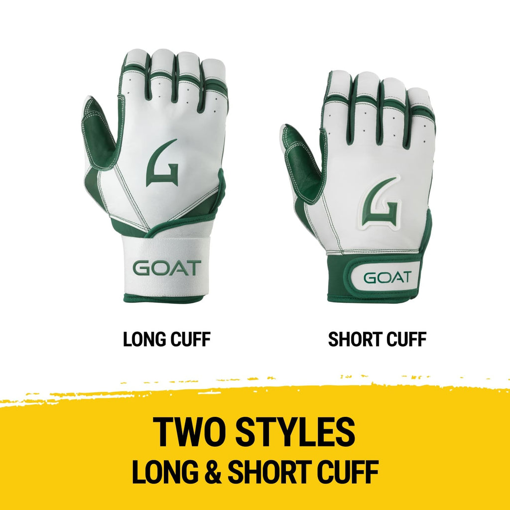 Origin Series Long Cuff White and Green Batting Gloves