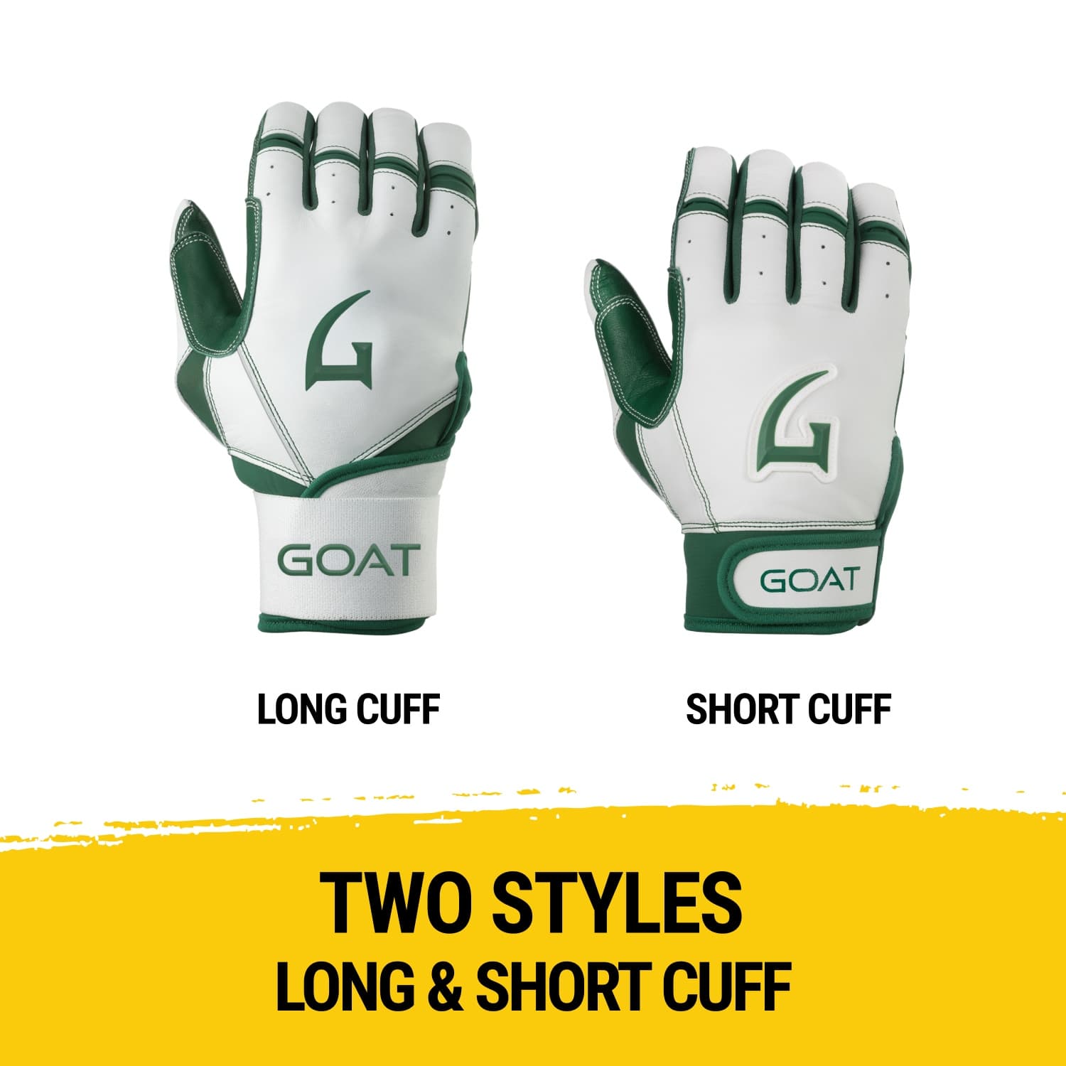 Origin Series Long Cuff White and Green Batting Gloves