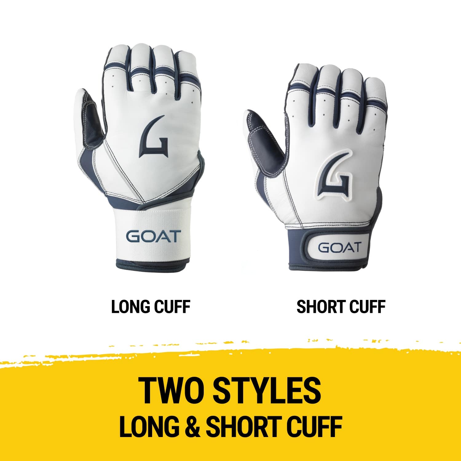 Origin Series Short Cuff White and Navy Blue Batting Gloves