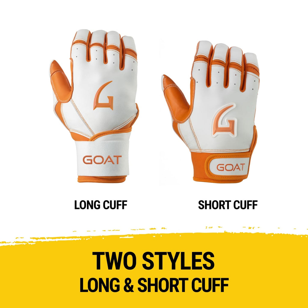 Origin Series Long Cuff White and Orange Batting Gloves