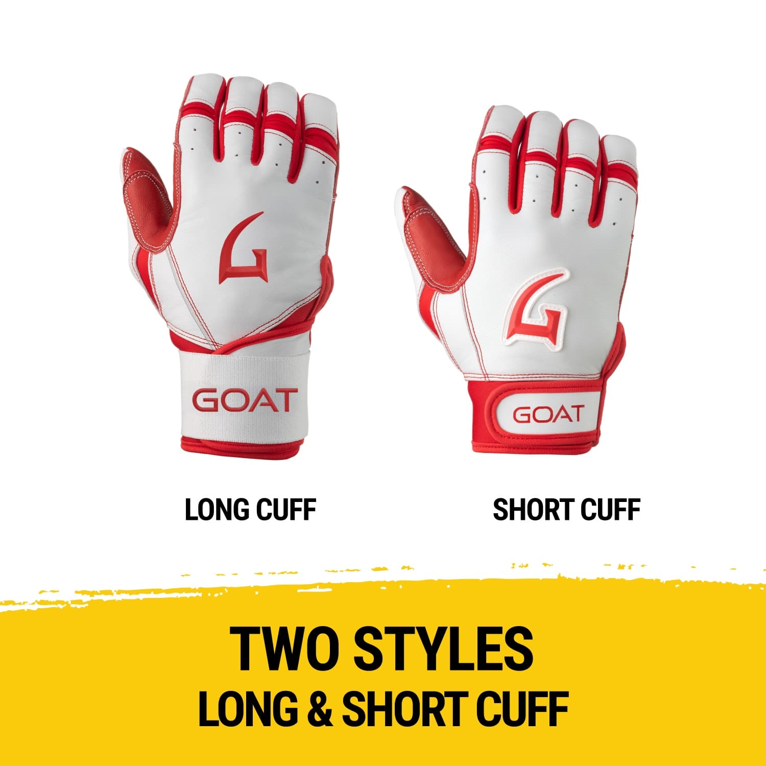 Origin Series Long Cuff White and Red Batting Gloves