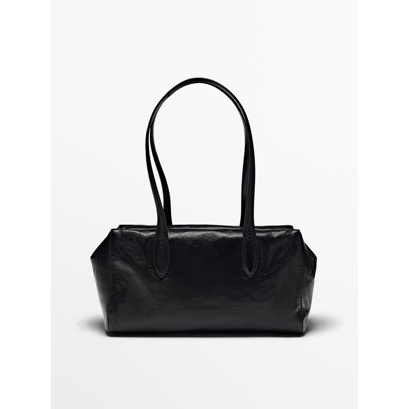 Massimo Dutti Crackled nappa satchel bag