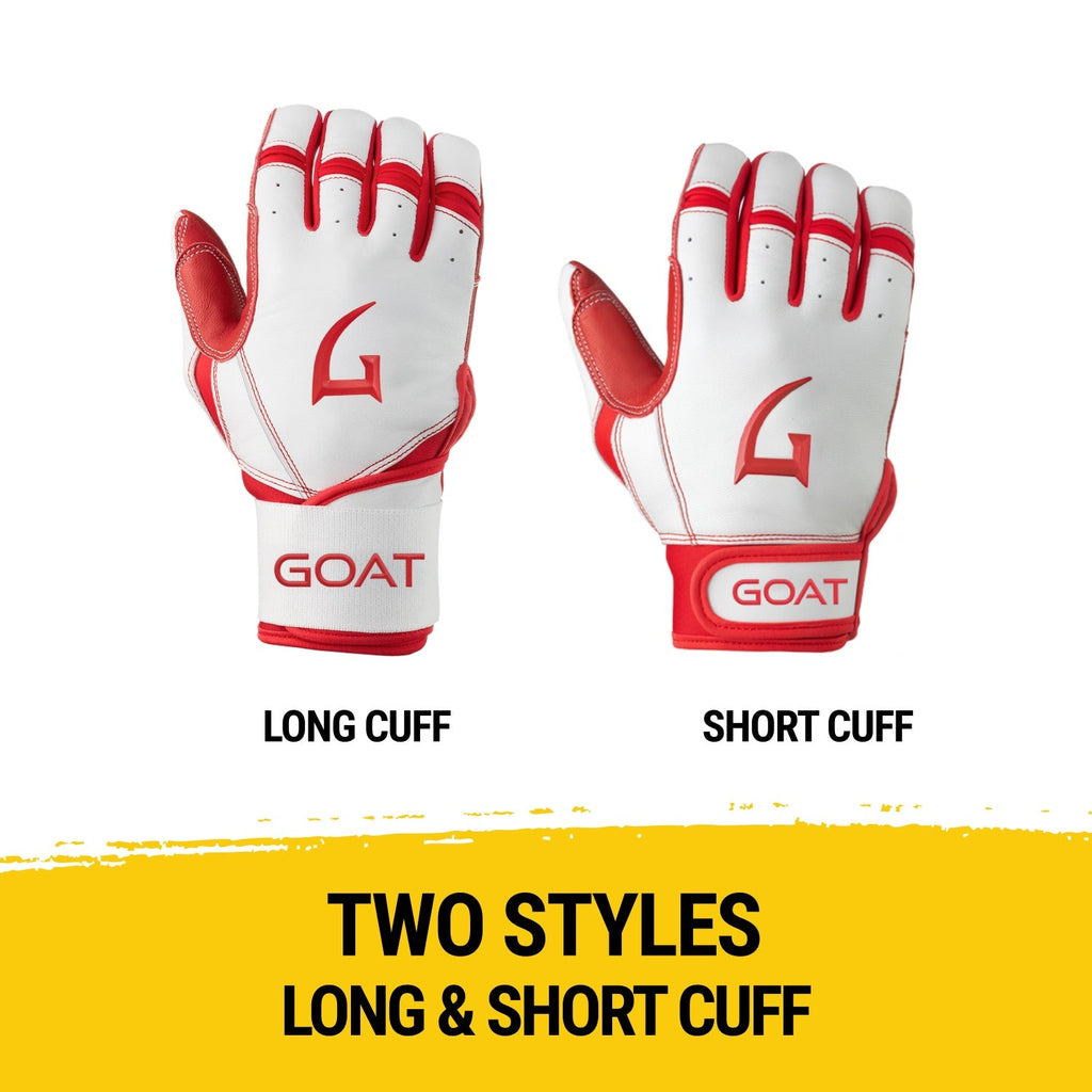 Origin Series Short Cuff White and Red Batting Gloves