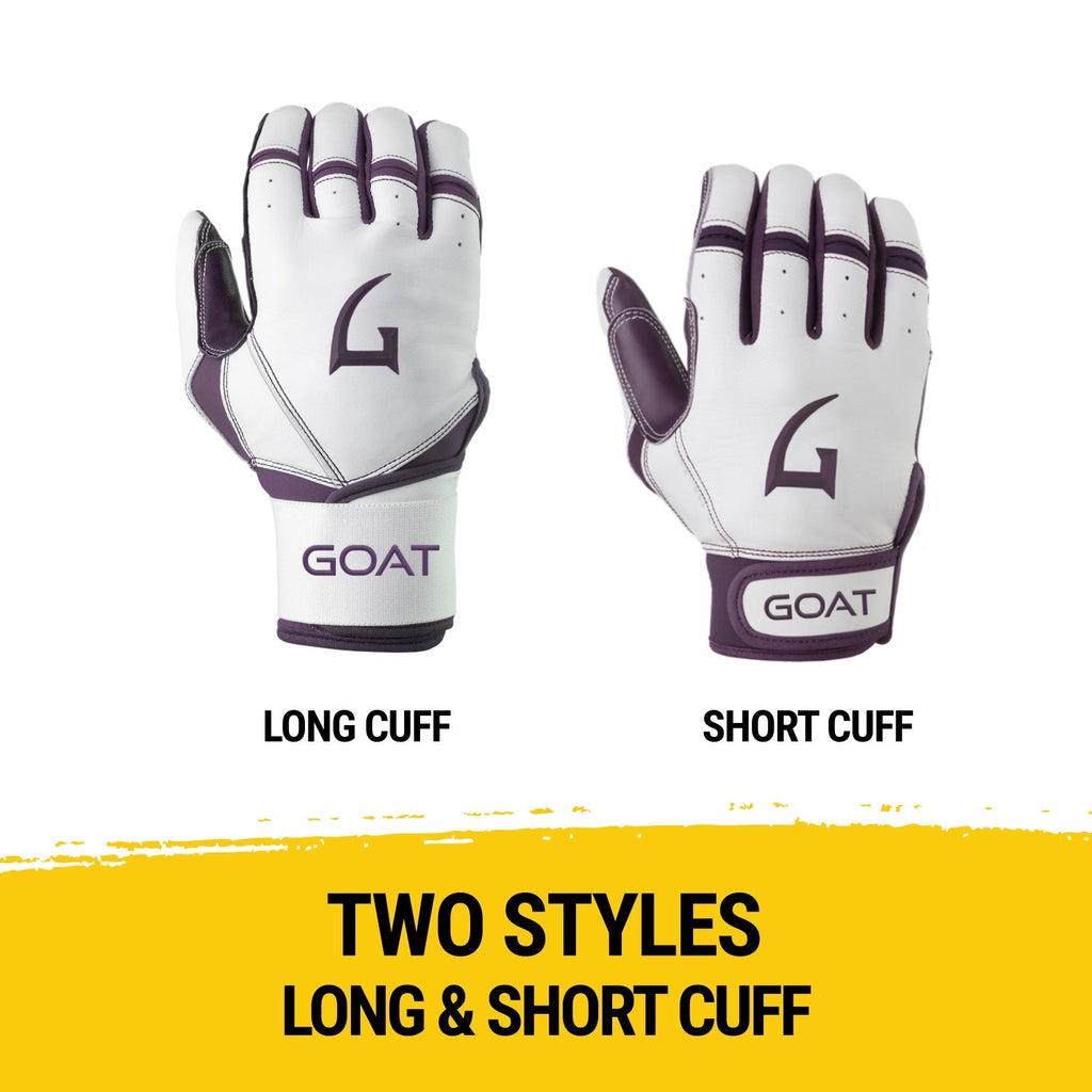 Origin Series Short Cuff White and Purple Batting Gloves