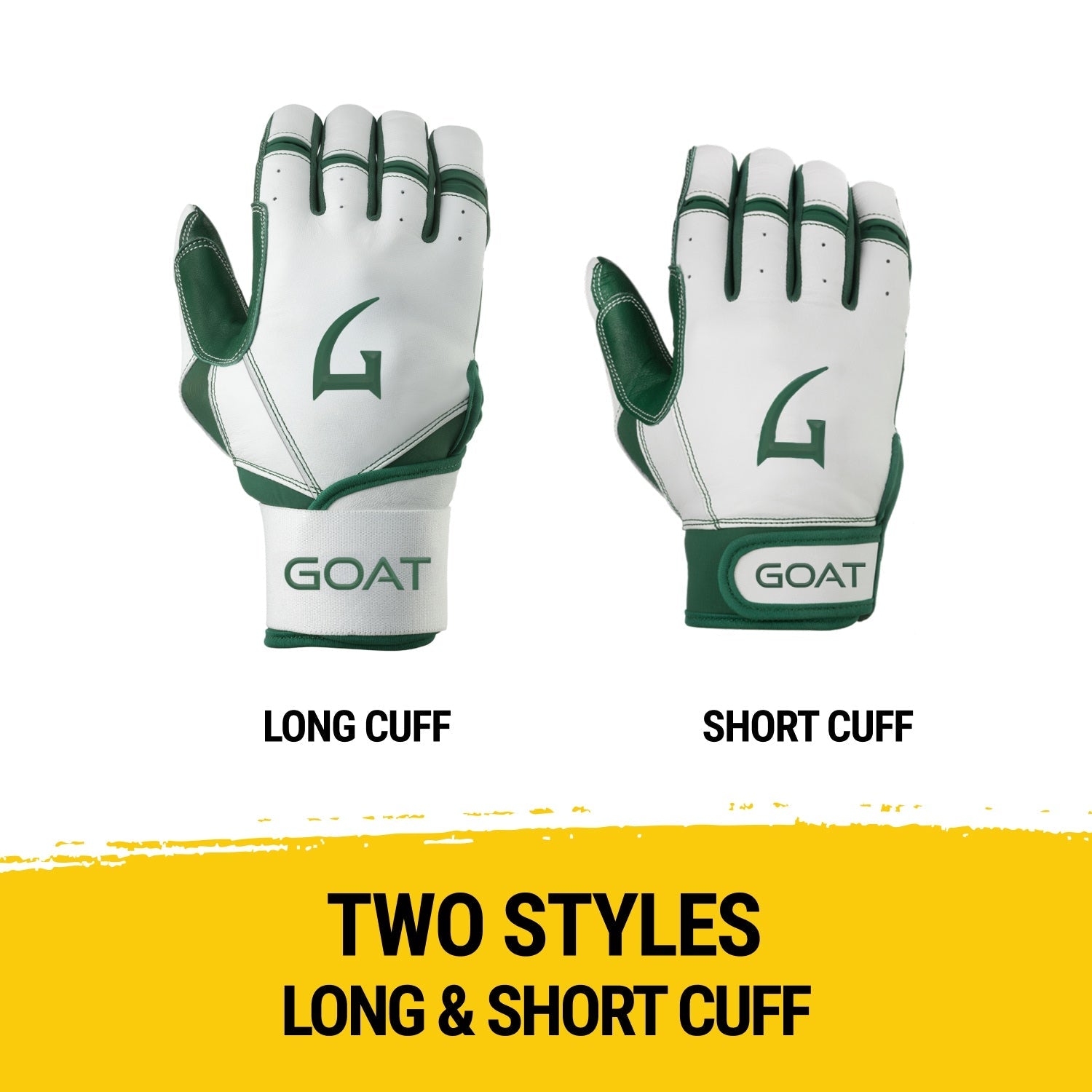 Origin Series Short Cuff White and Green Batting Gloves