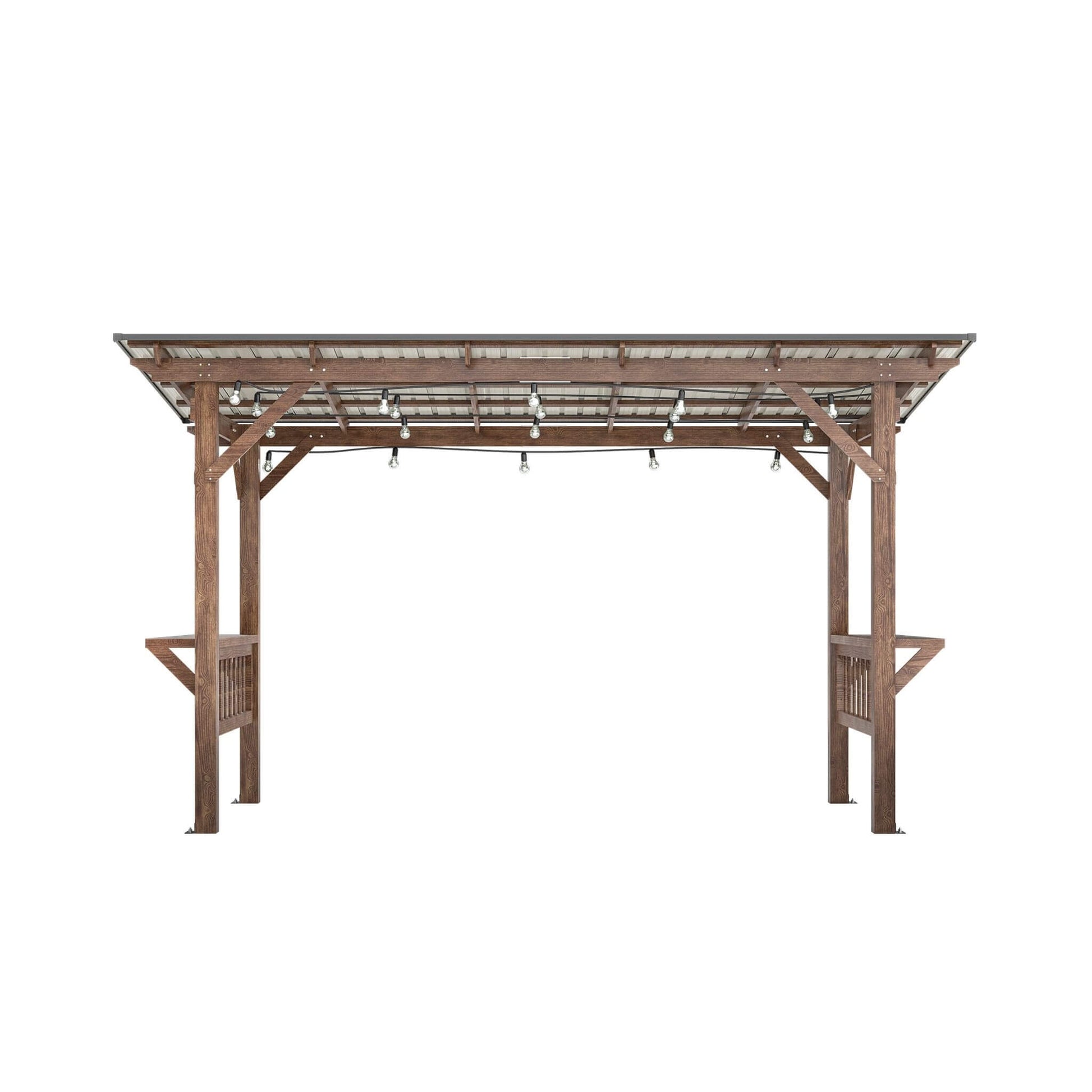 [06X13FT] Alora Durable Outdoor Hardtop BBQ Grill Shelter Gazebo With Shelves (SAK65420)