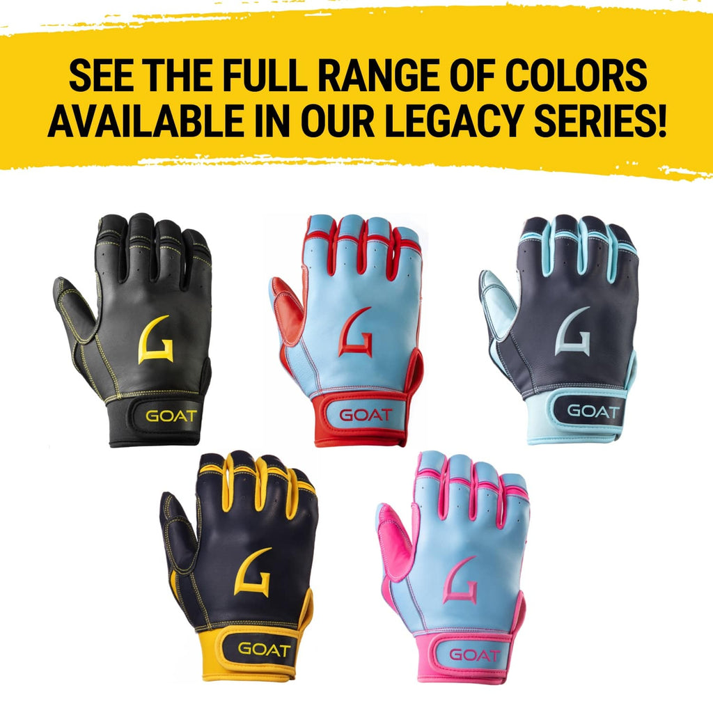 Legacy Series Short Cuff Black and Yellow Batting Gloves