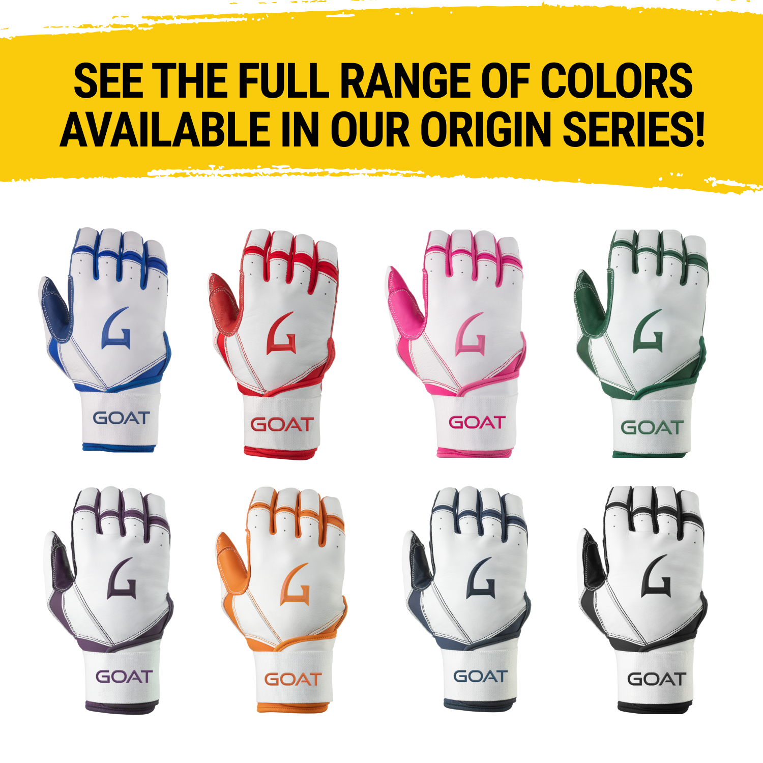 Origin Series Long Cuff White and Electric Blue Batting Gloves