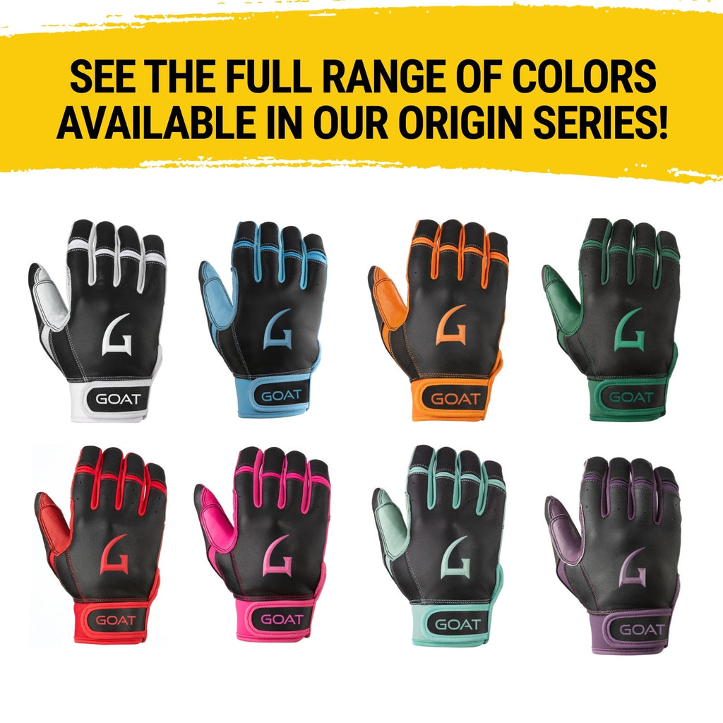 Origin Series Short Cuff Black and Purple Batting Gloves