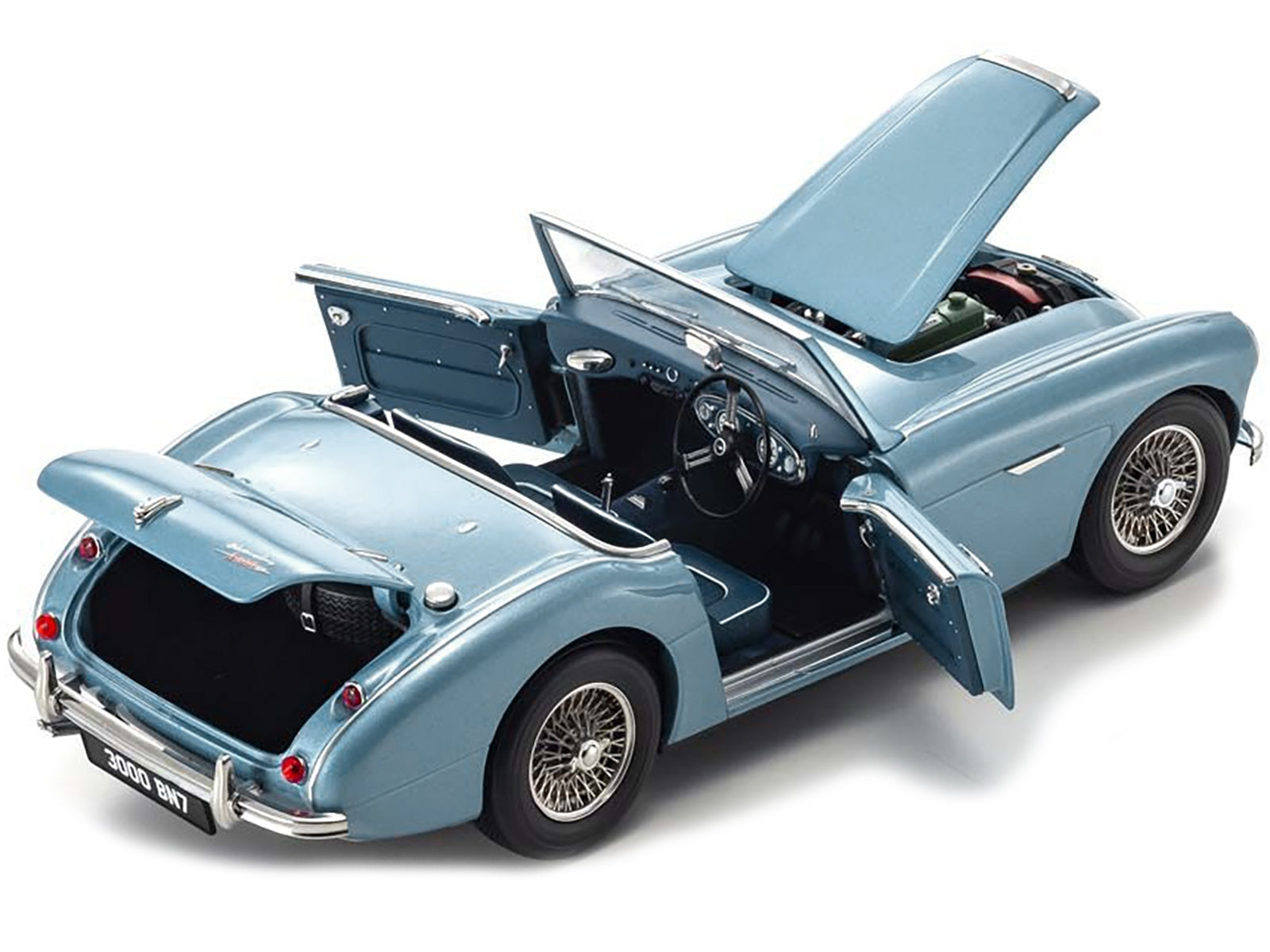 Austin Healey 3000 Mk-1 (BN7) Convertible RHD (Right Hand Drive) Healey Blue 1/18 Diecast Model Car by Kyosho