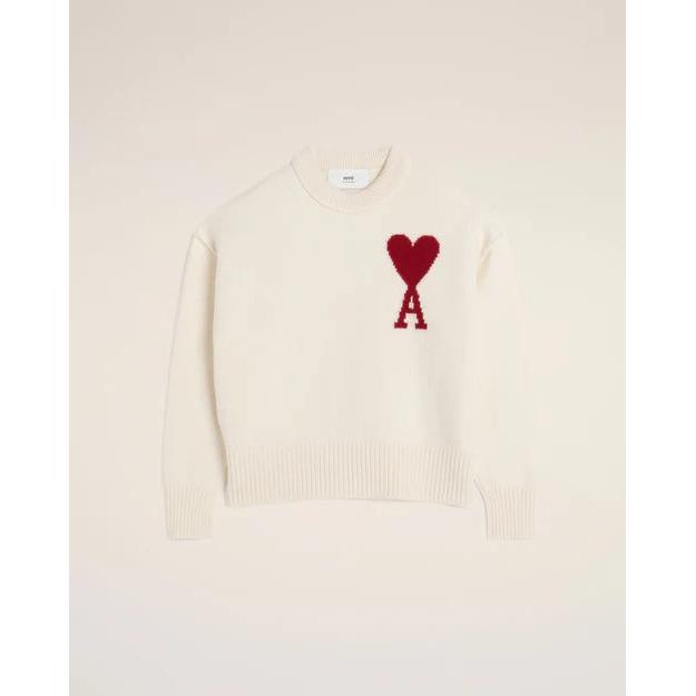 Permanent  White Wool Ami de Coeur Sweater Sweater in felted merino wool