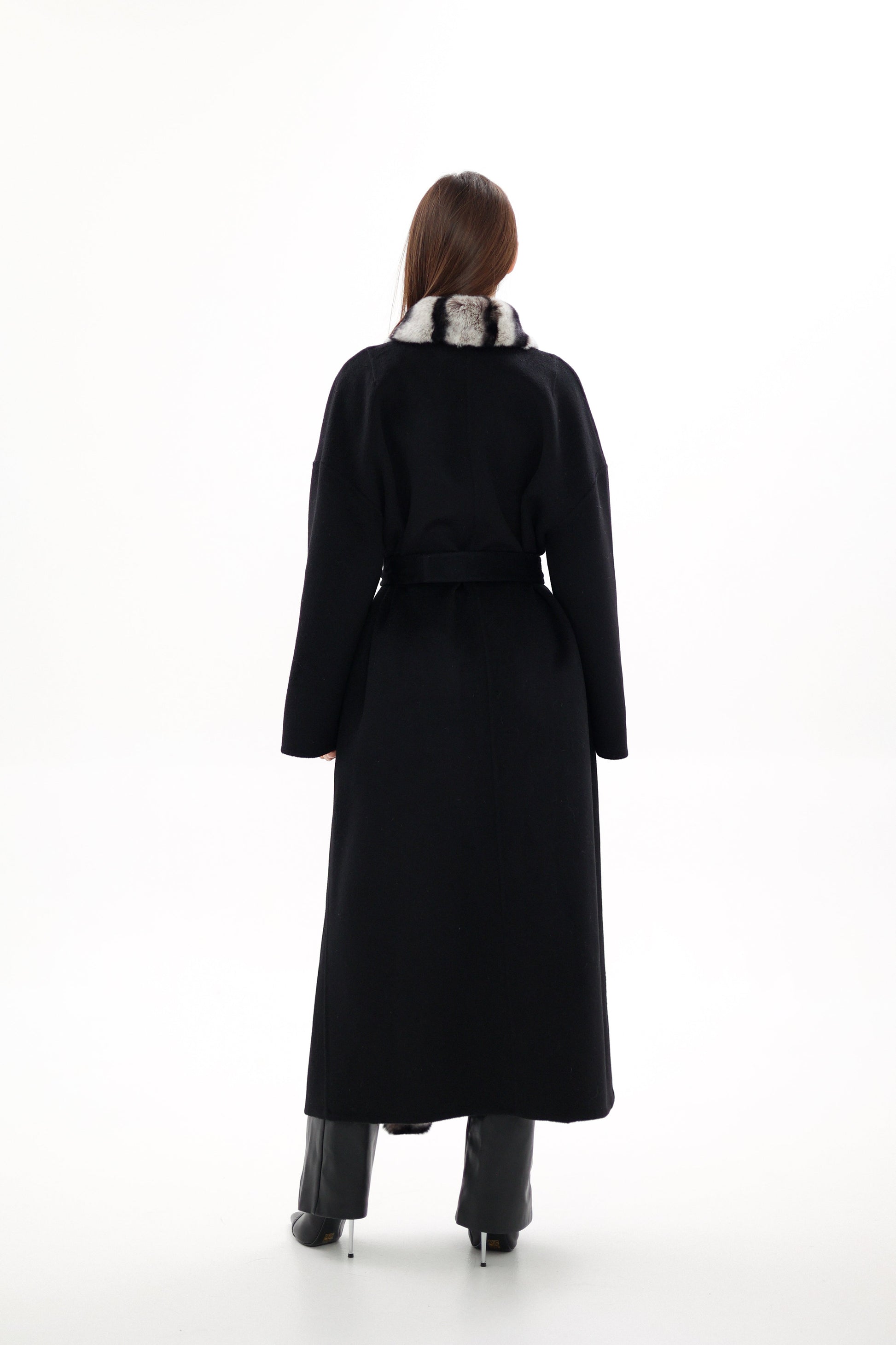 Genuine French Orylag Fur Italian Cashmere Wool Coat