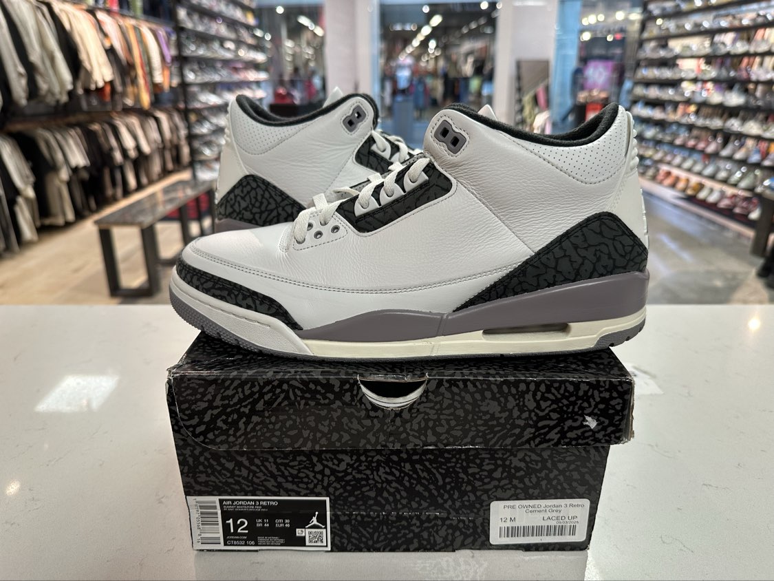 PRE OWNED Jordan 3 Retro Cement Grey