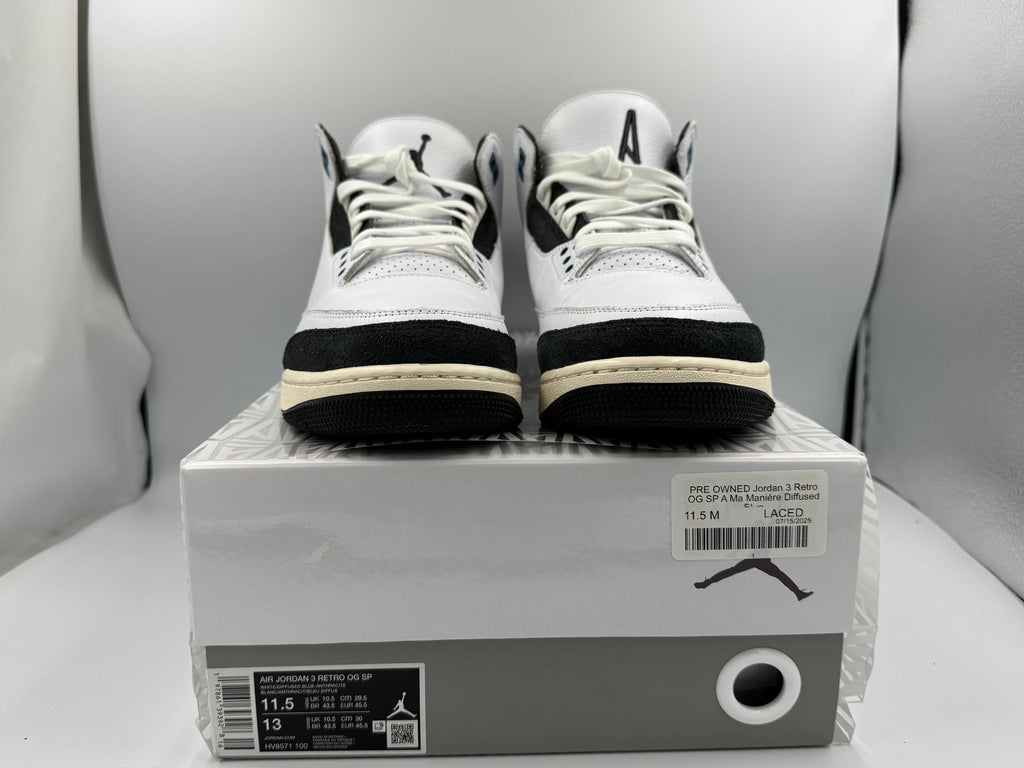 PRE OWNED Jordan 3 Retro OG SP A Ma Maniére Diffused Blue