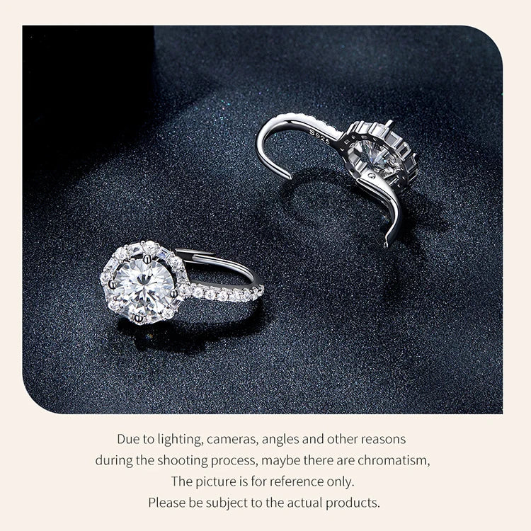 1.0ct Moissanite Hoop Earrings For Women Sterling Silver 925 Sparkling Engagement Wedding Gift