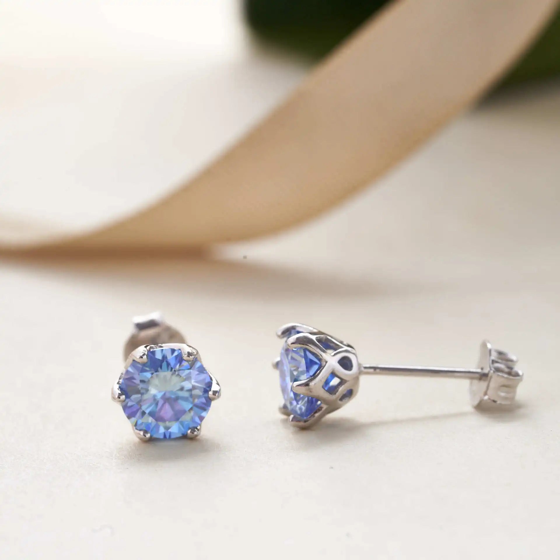 1-2 Carat D Color Moissanite Earrings 925 Sterling Silver Studs For Women