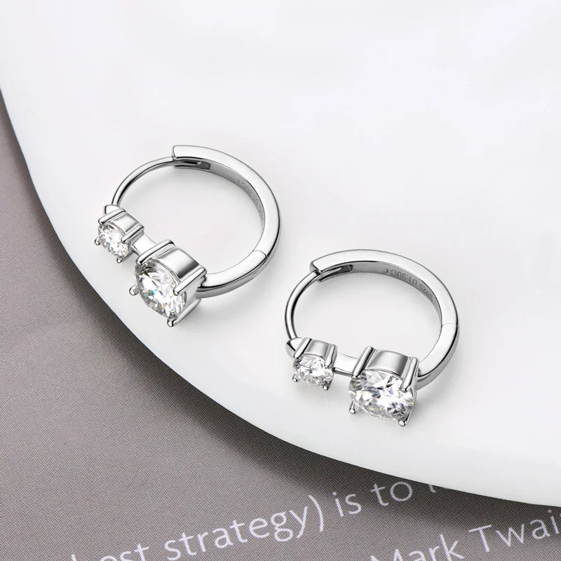 1.30ct D Moissanite Hoop Stud Earrings 925 Sterling Silver Mini Hoops Women