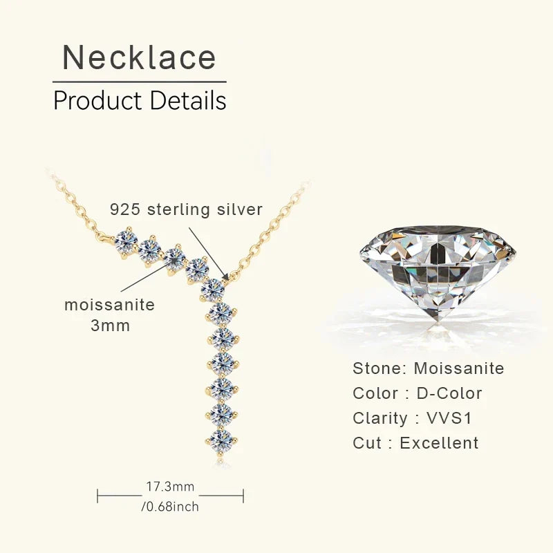 1.7ct Moissanite Necklace And Earrings Set 925 Sterling Silver Y Pendant D