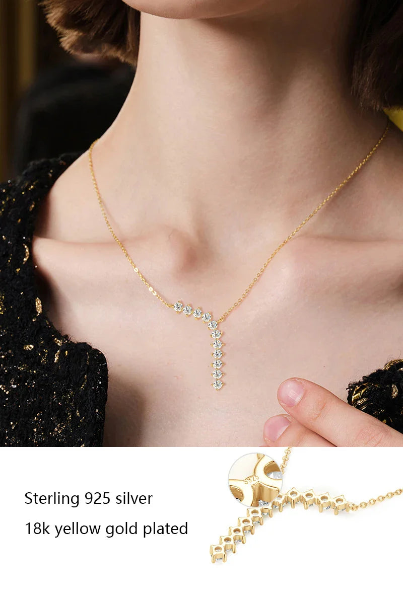 1.7ct Moissanite Necklace And Earrings Set 925 Sterling Silver Y Pendant D