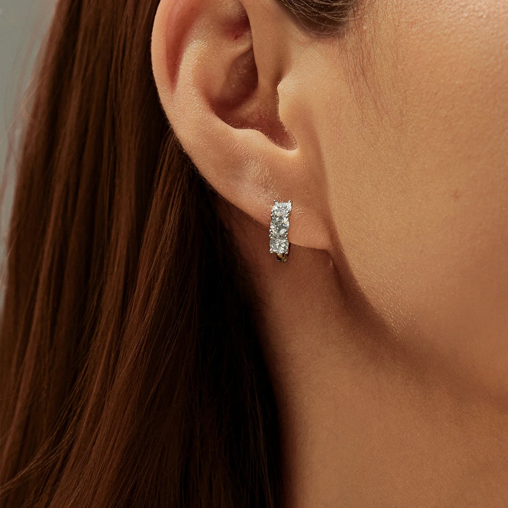 1.8ct High Clarity Moissanite Geometric Hoop Earrings 925 Sterling Silver