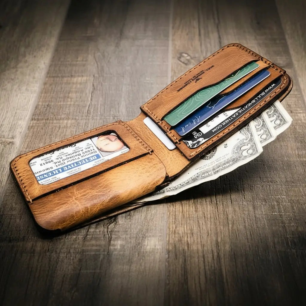 Badge Bifold Wallet - Saddle Tan