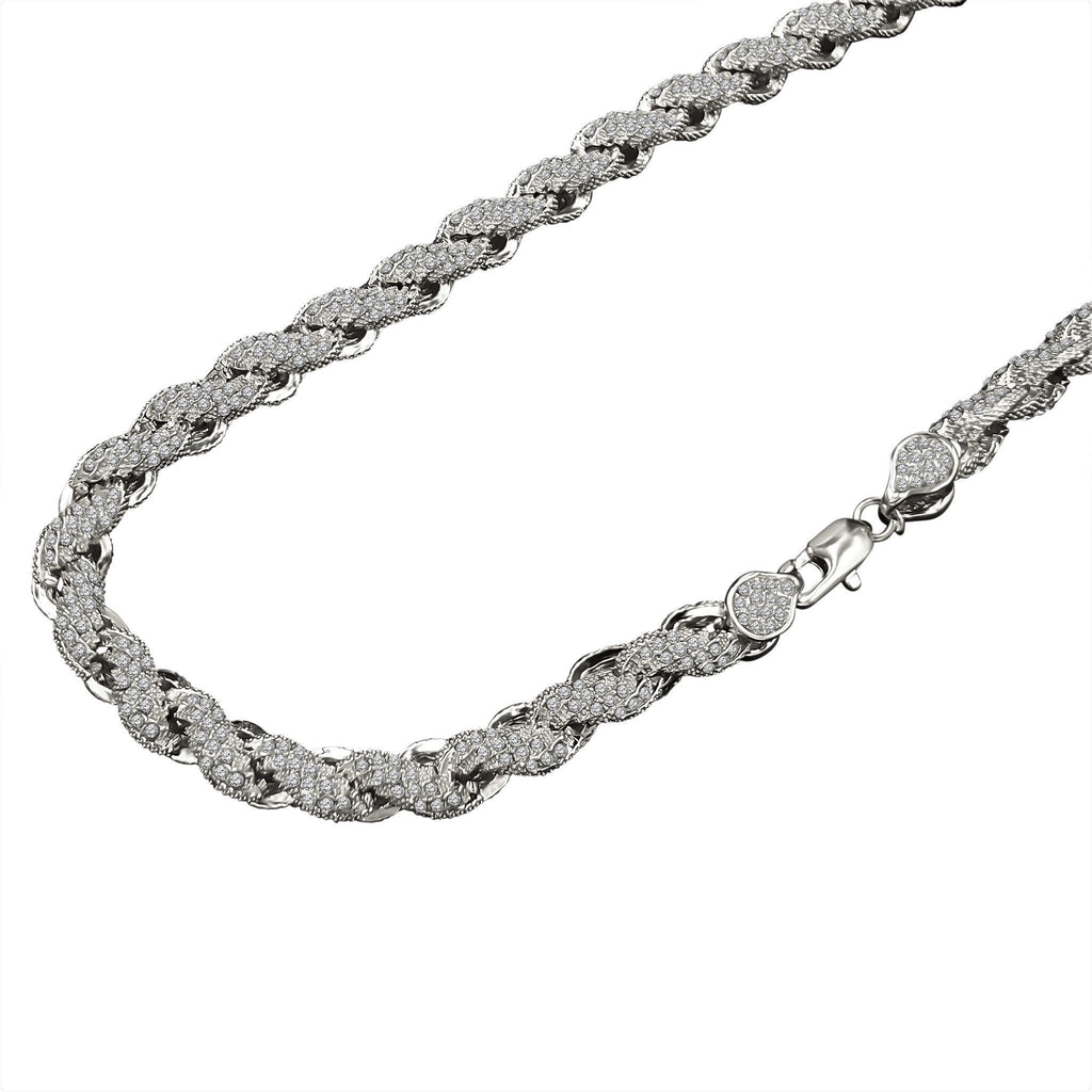 10 MM Diamond Cut Rope Chain Thick Silver Mens 24 Inch