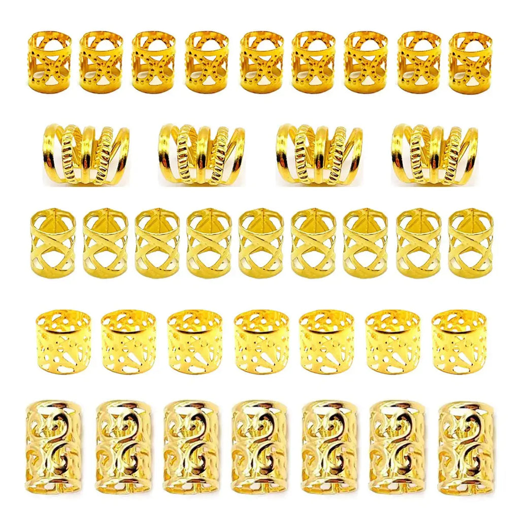 100 PCS Gold Loc Hair Jewelry Braiding Cuffs for Braids & Dreadlocks | Hair Accessories for Women and Girls